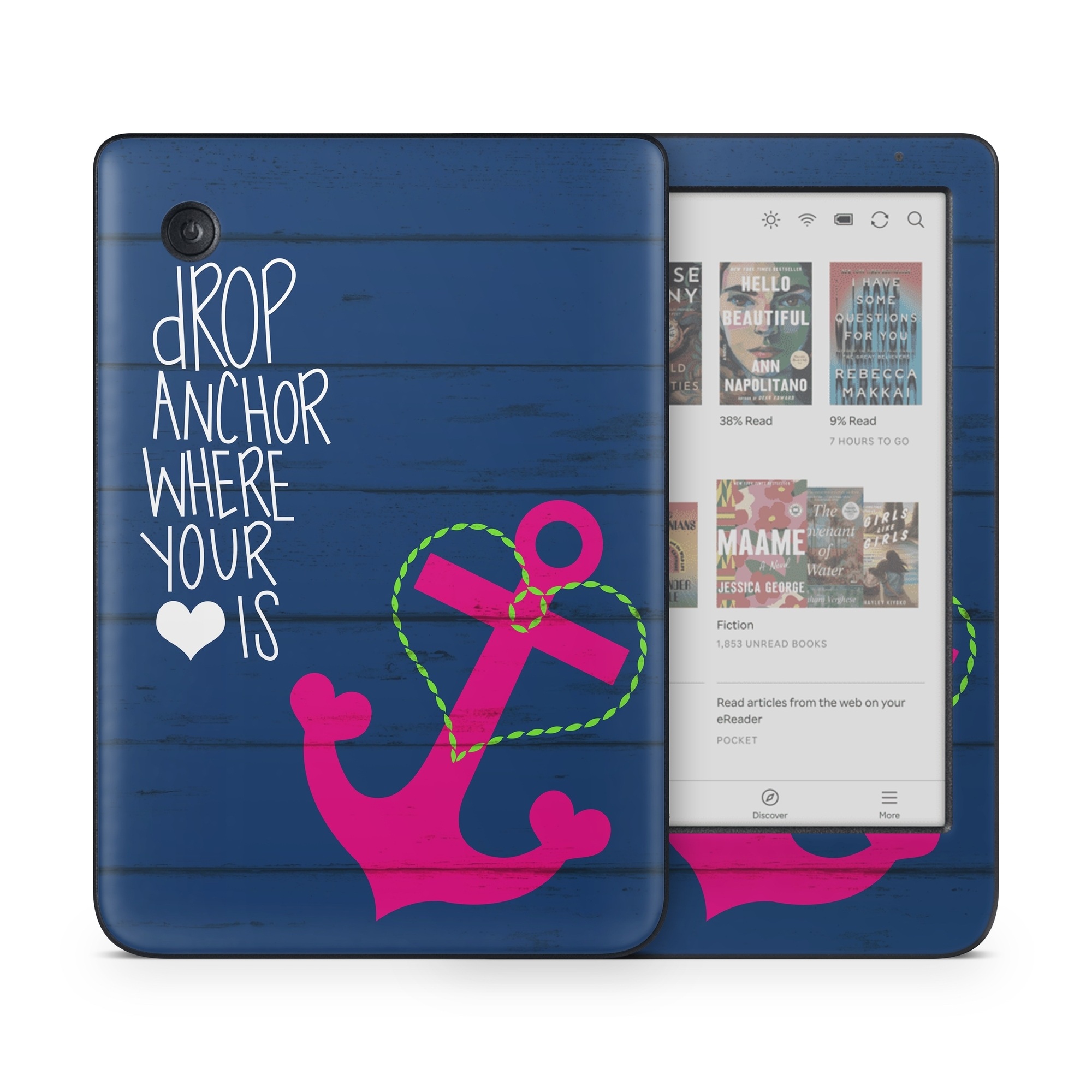 Kobo Clara Colour Skin design of Font, Text, Love, Heart, Illustration, Anchor, Graphic design, Gesture, with black, purple, gray, red, blue, white colors