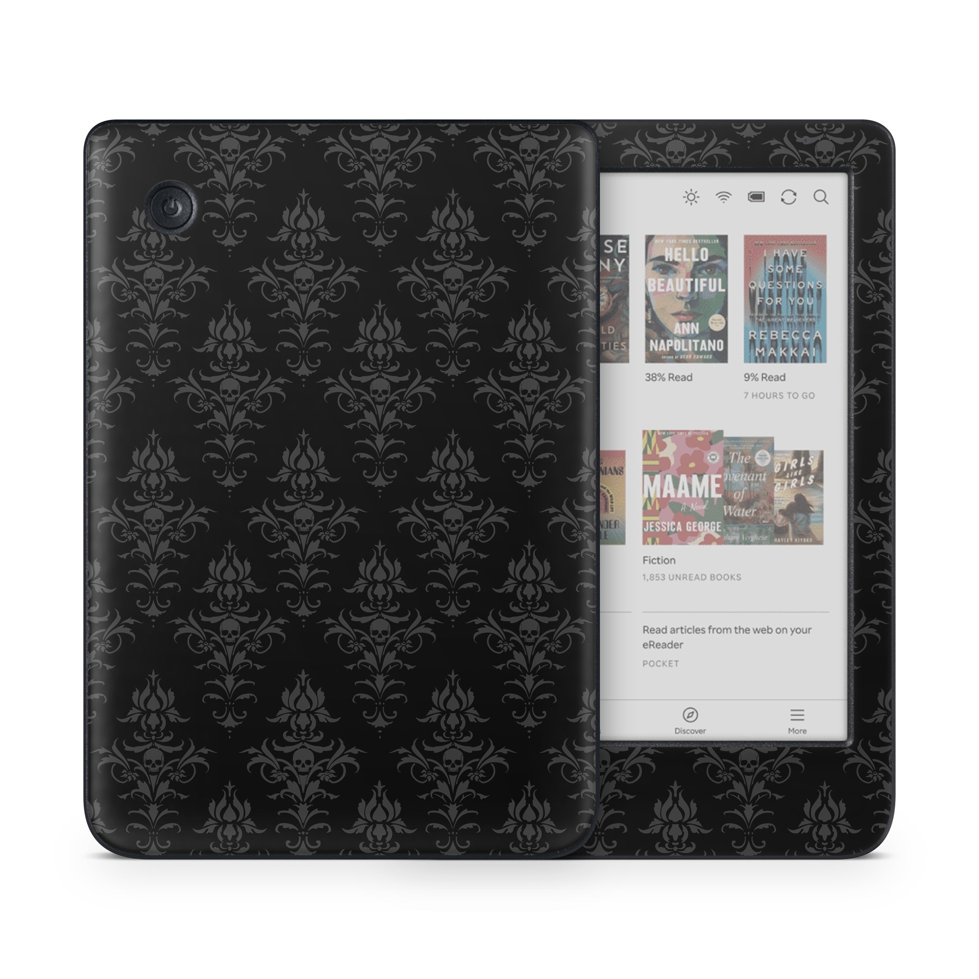 Kobo Clara Colour Skin design of Black, Pattern, Design, Monochrome, Black-and-white, Darkness, Monochrome photography, Symmetry, with black, gray colors