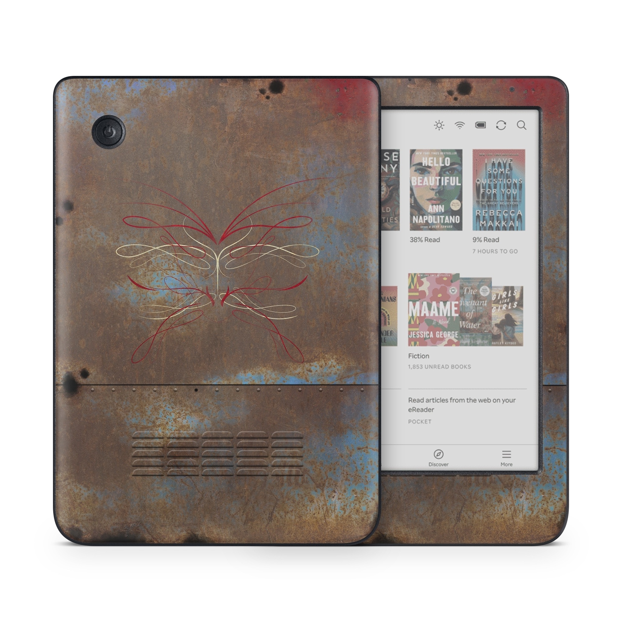 Kobo Clara Colour Skin design of Line, Visual arts, Symmetry, Concrete, Tints and shades, Painting, Art, with blue, red, yellow, brown, black colors