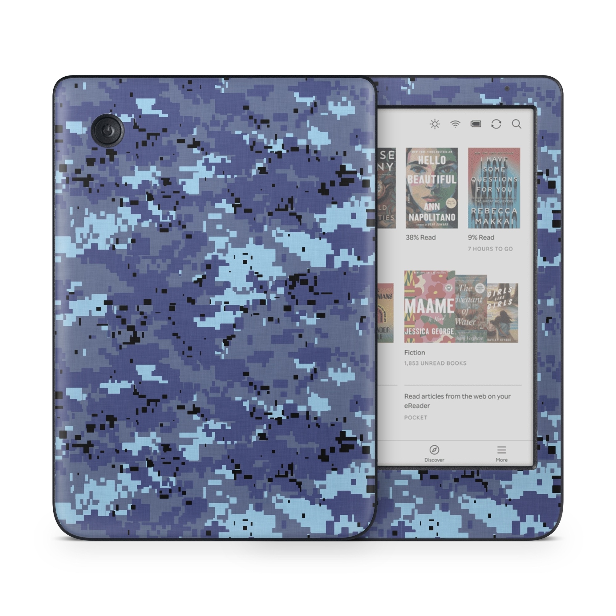 Kobo Clara Colour Skin design of Blue, Purple, Pattern, Lavender, Violet, Design, with blue, gray, black colors