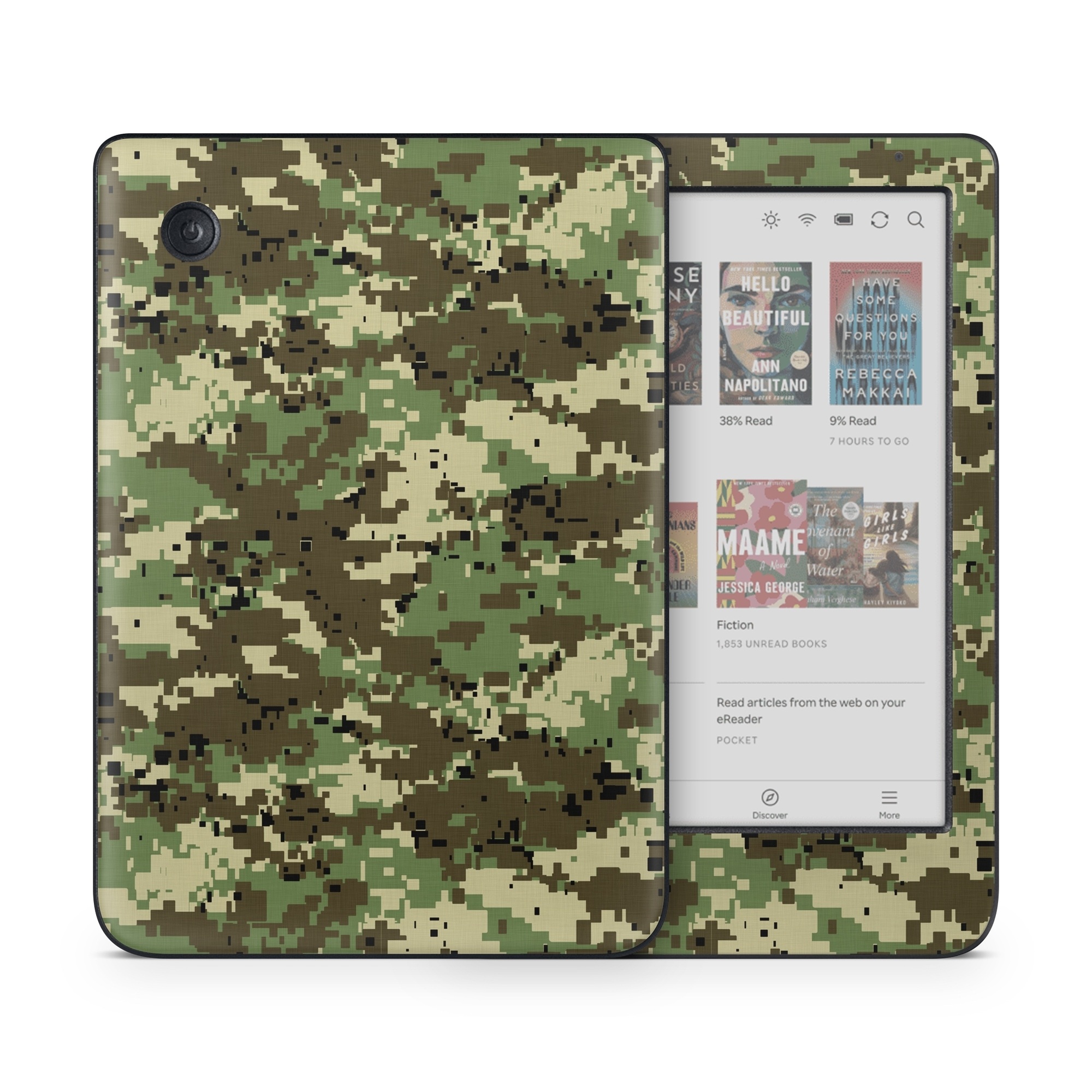 Kobo Clara Colour Skin design of Military camouflage, Pattern, Camouflage, Green, Uniform, Clothing, Design, Military uniform, with black, gray, green colors
