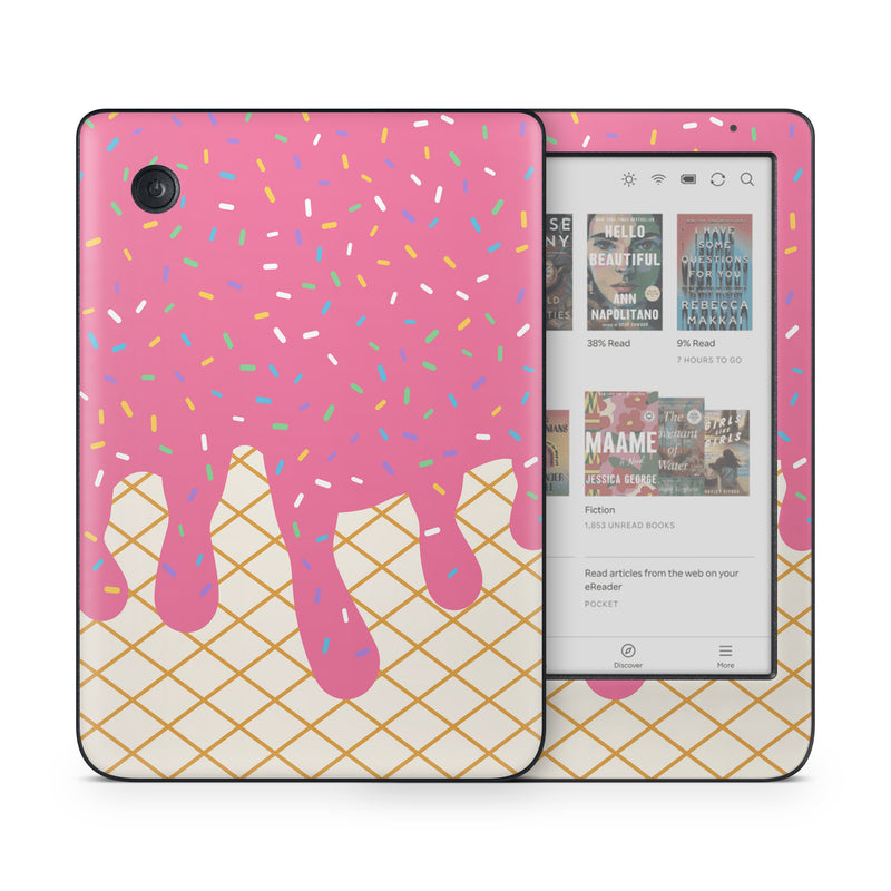 Kobo Clara Colour Skin design of Pink, Orange, Graphics, with white, brown, yellow, black, green, pink, orange, blue colors