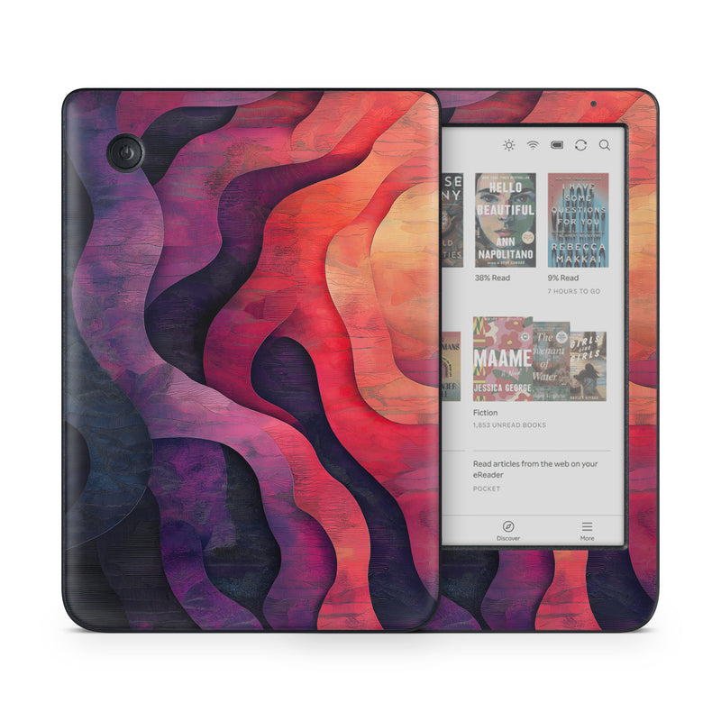 Kobo Clara Colour Skin design of Red, Orange, Art, Brown, Pink, Paint, Modern art, Graphics, Fractal art, Art Paint, with red, orange, yellow, purple, pink, black colors