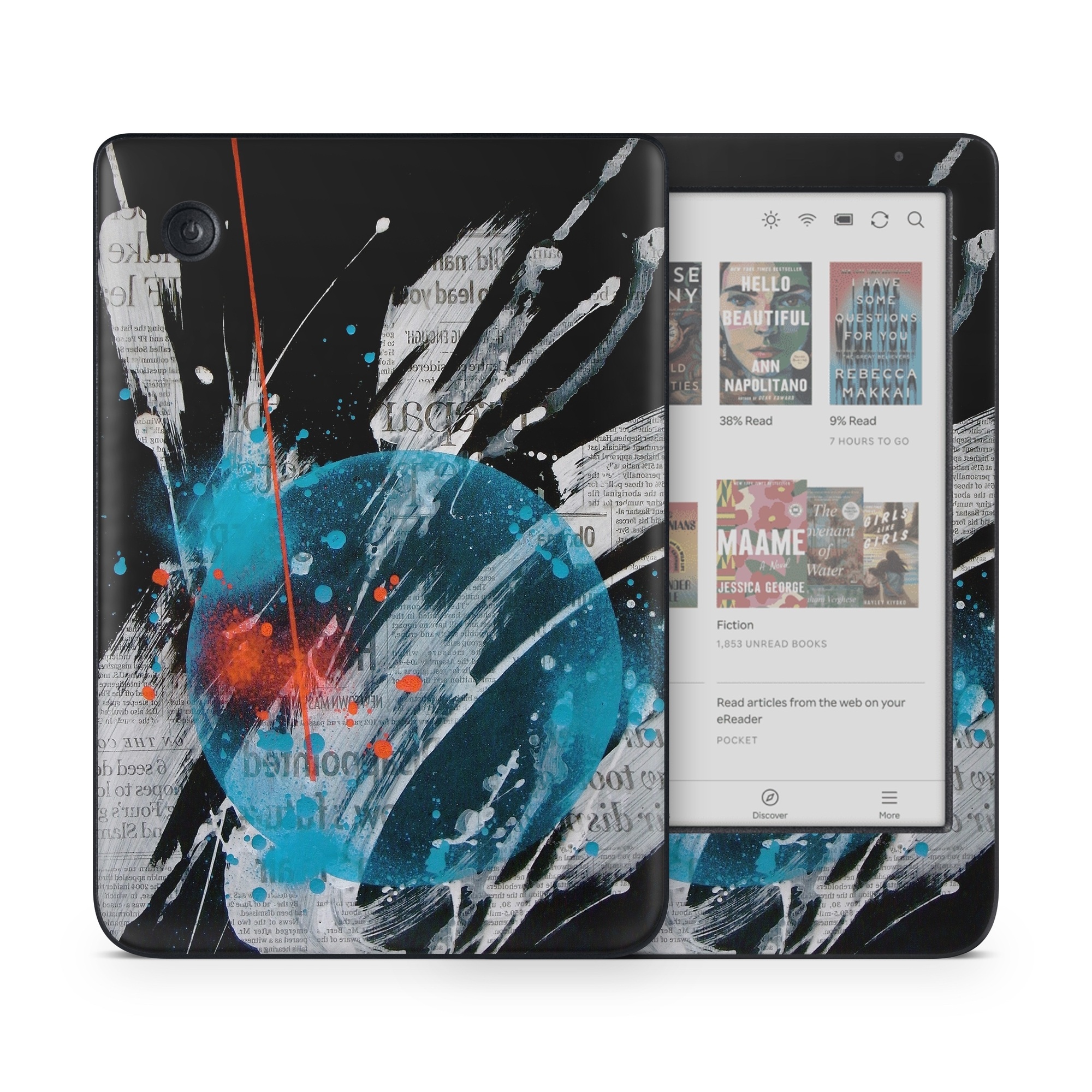 Kobo Clara Colour Skin design of Graphic design, Illustration, Graphics, Design, Art, Space, World, with black, gray, blue, red colors
