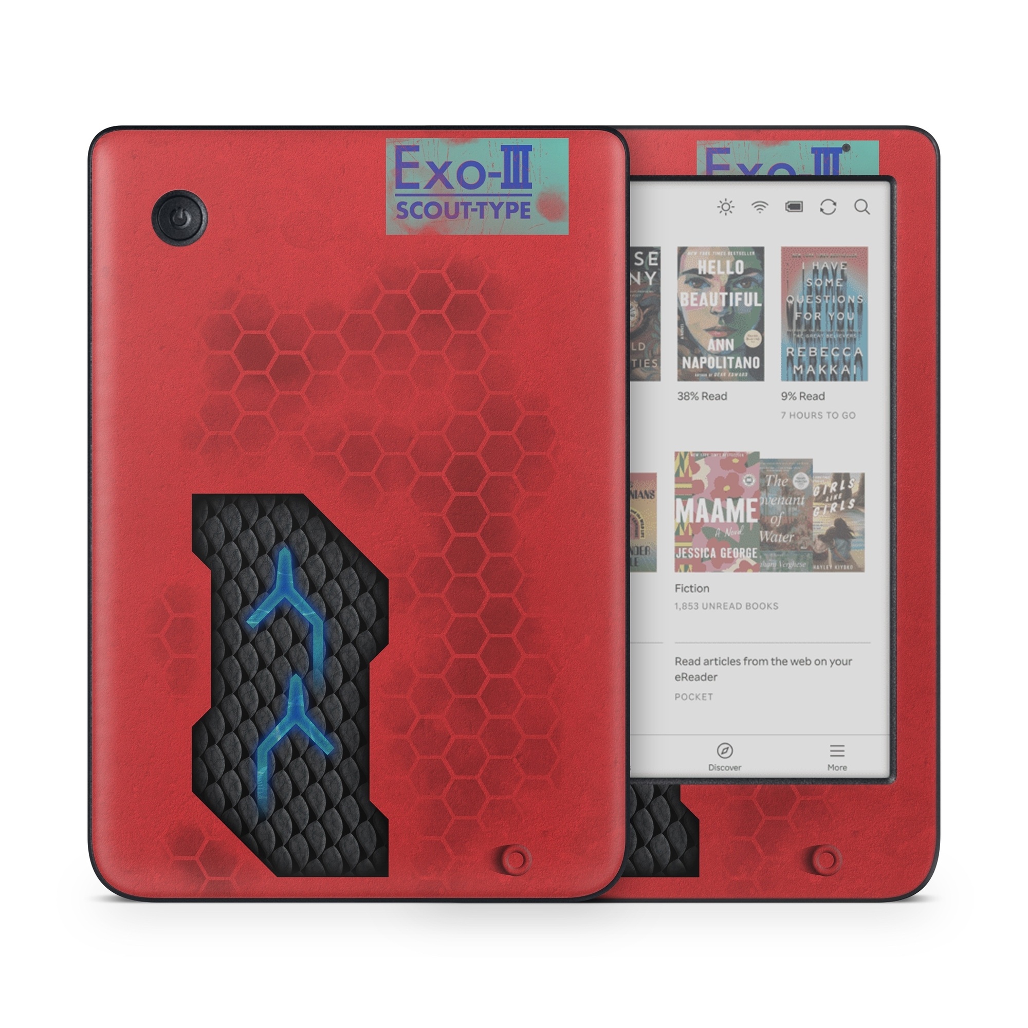 Kobo Clara Colour Skin design of Red, Symbol, Graphics, with black, gray, red, blue colors