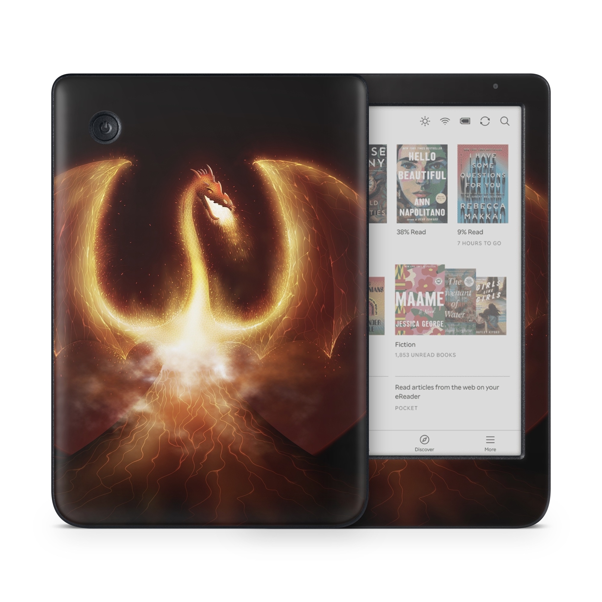 Kobo Clara Colour Skin design of Light, Atmosphere, Orange, Space, Heat, Sky, Darkness, Art, Geological phenomenon, Universe, with black, red, green, pink colors