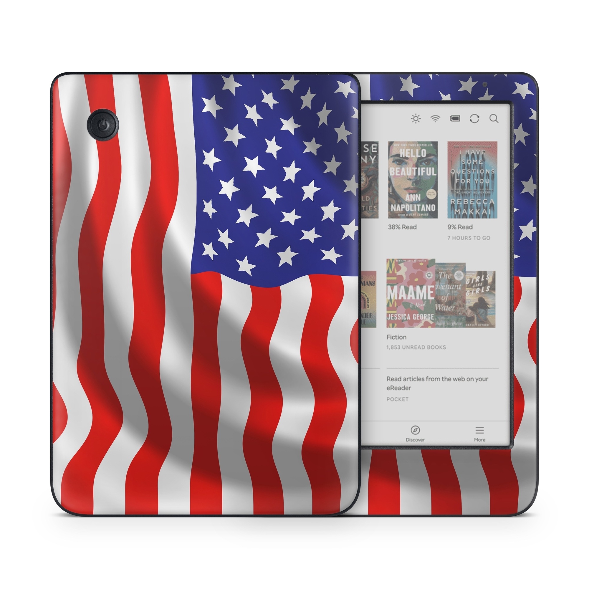 Kobo Clara Colour Skin design of Flag of the united states, Flag, Flag Day (USA), Veterans day, Independence day, Memorial day, Holiday, with gray, red, blue, black, white colors