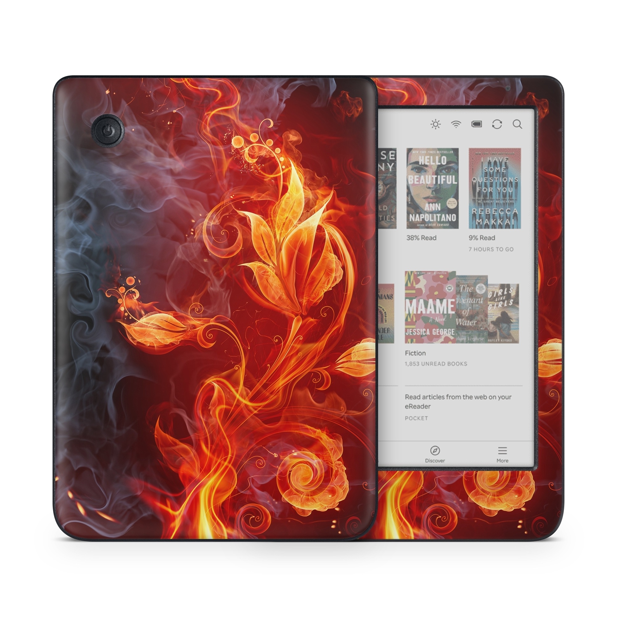 Kobo Clara Colour Skin design of Flame, Fire, Heat, Red, Orange, Fractal art, Graphic design, Geological phenomenon, Design, Organism, with black, red, orange colors