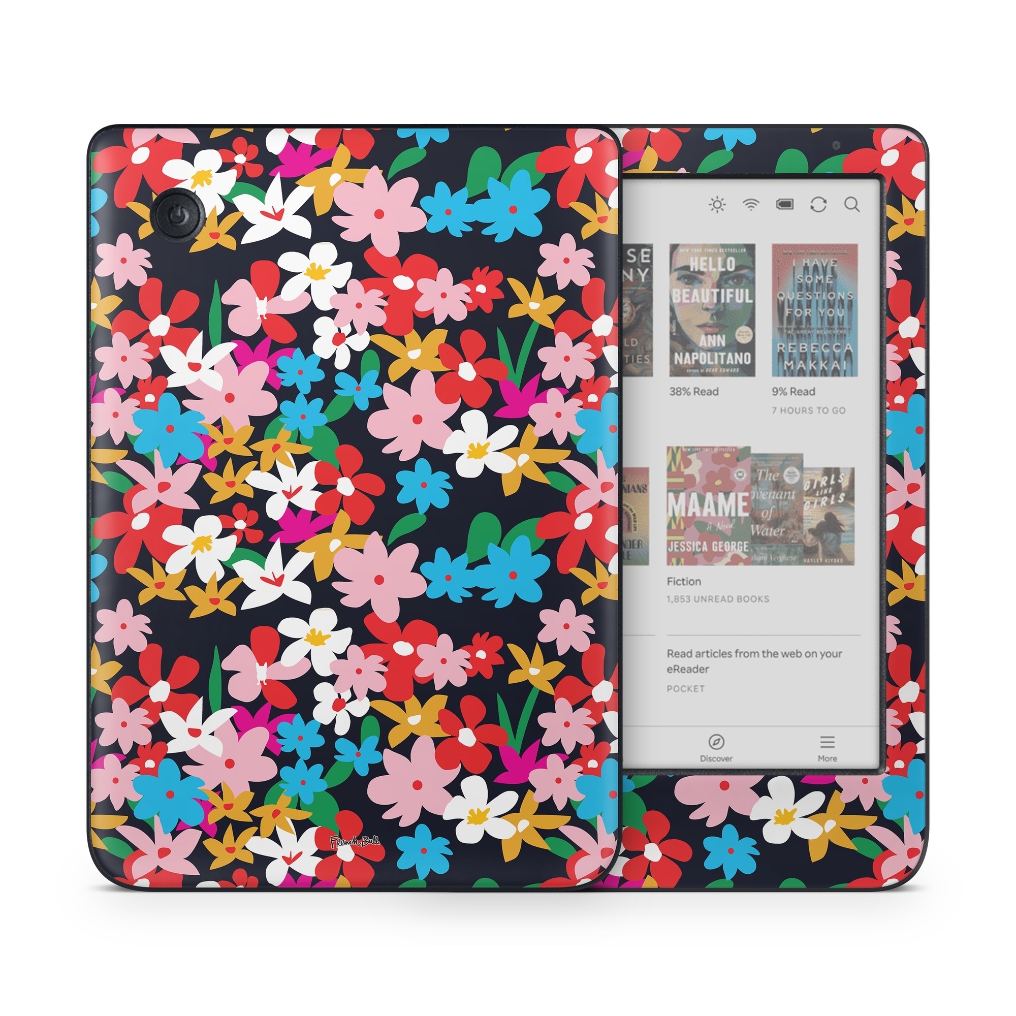 Kobo Clara Colour Skin design of Colorfulness, Pattern, Art, Magenta, Rectangle, Event, Petal, Electric blue, Visual arts, with black, red, pink, white, blue, orange, green colors