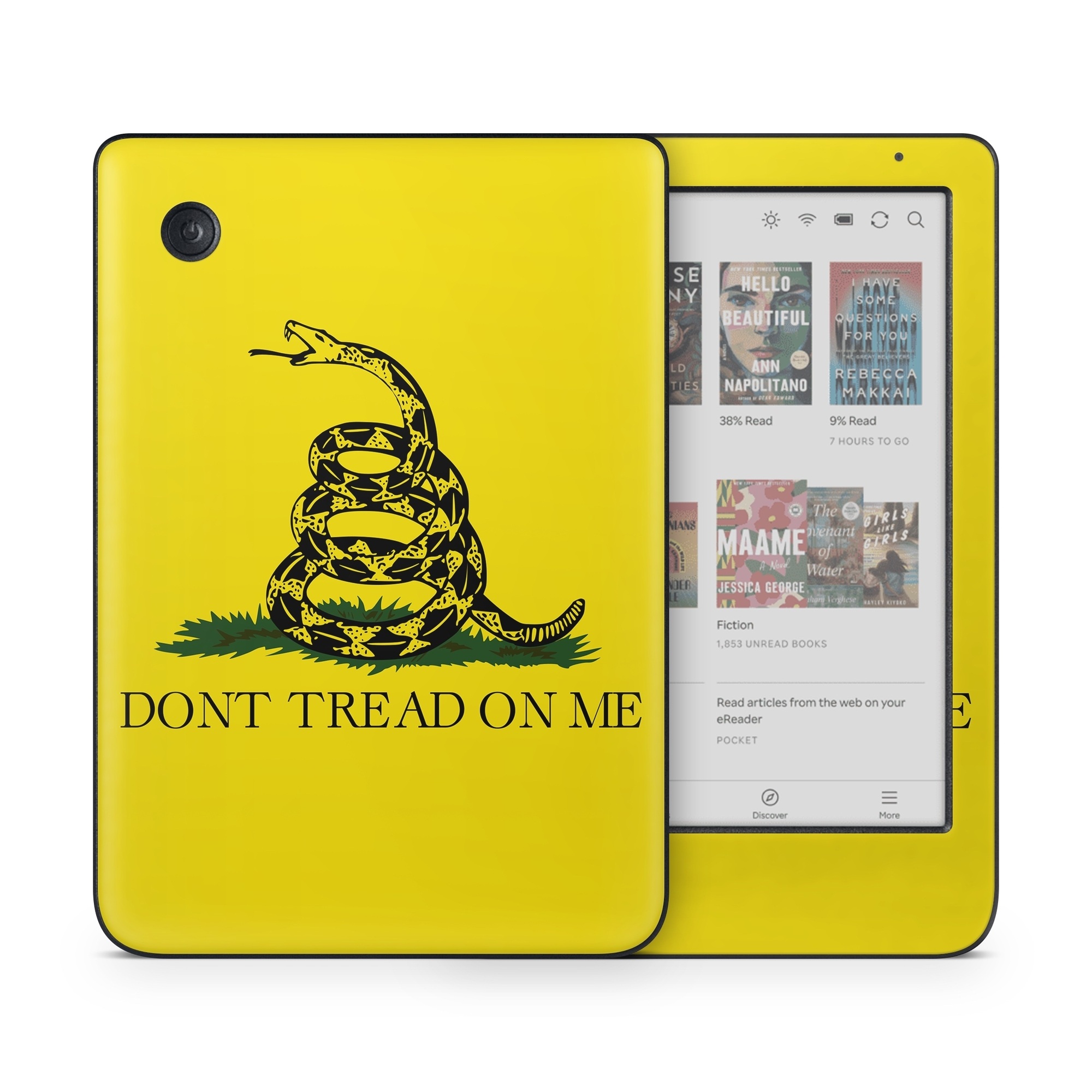 Kobo Clara Colour Skin design of Yellow, Font, Logo, Graphics, Illustration, with orange, black, green colors