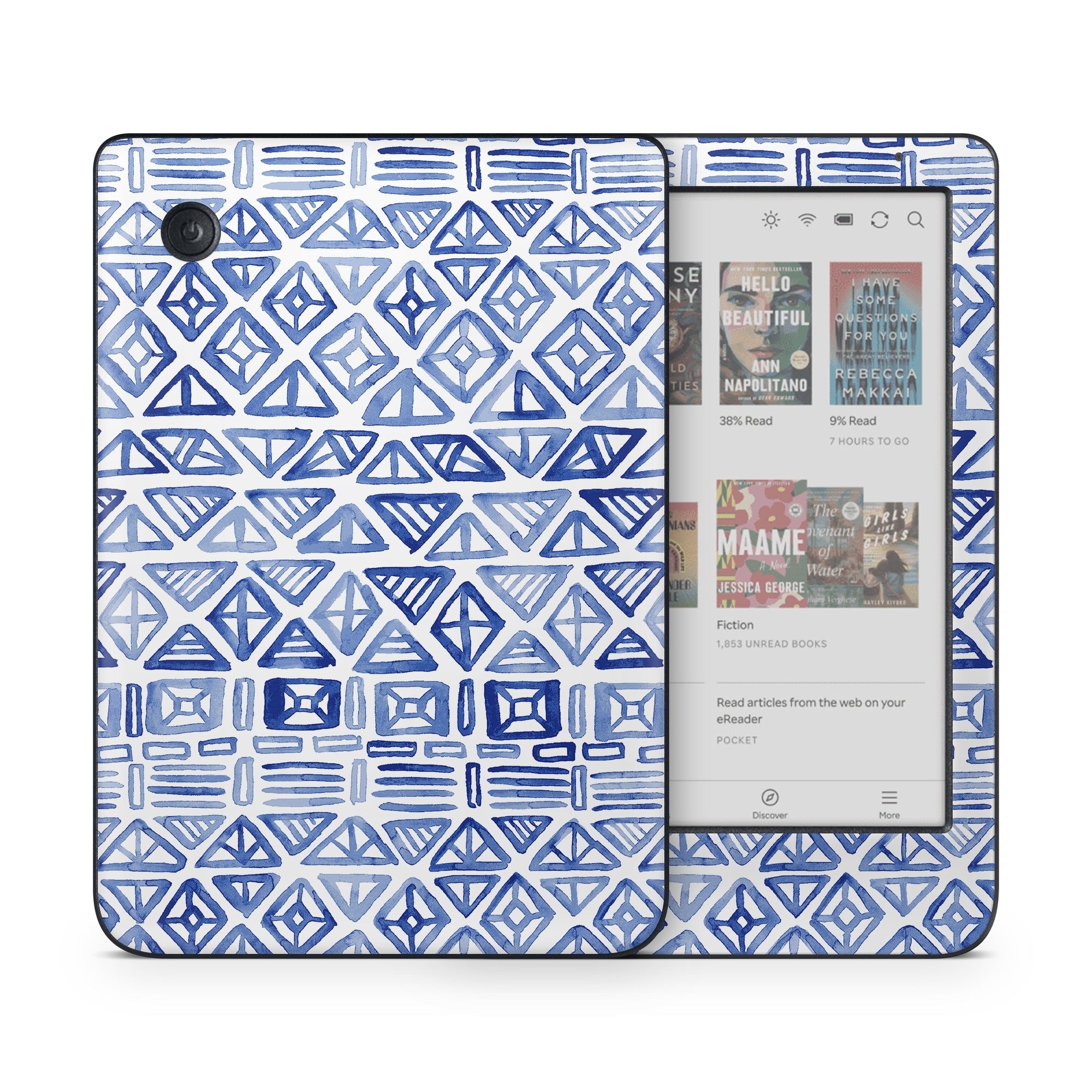 Kobo Clara Colour Skin design of Pattern, Line, Design, Symmetry, Visual arts, Parallel, with white, blue colors