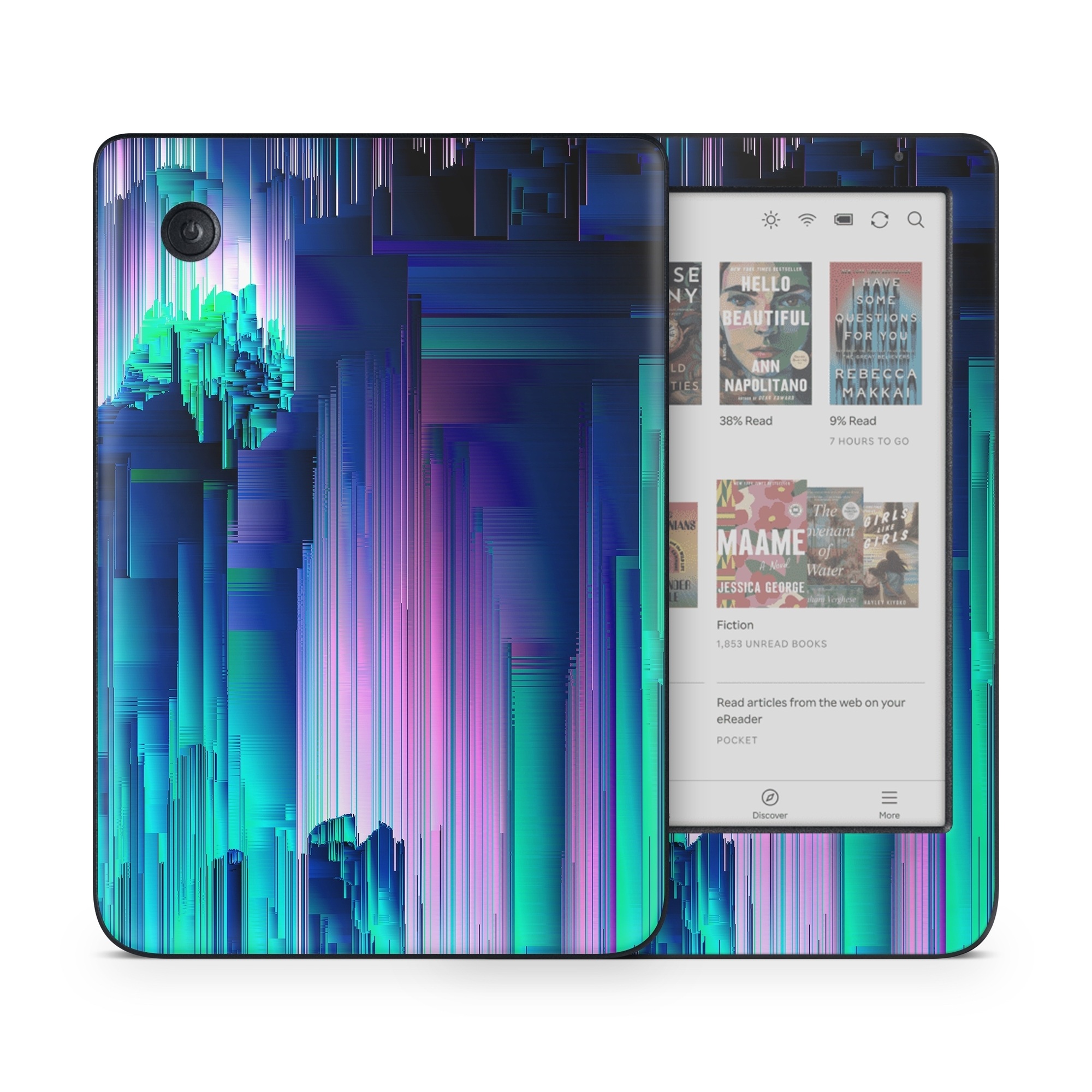 Kobo Clara Colour Skin design of Blue, Green, Light, Colorfulness, with blue, purple, pink, white colors