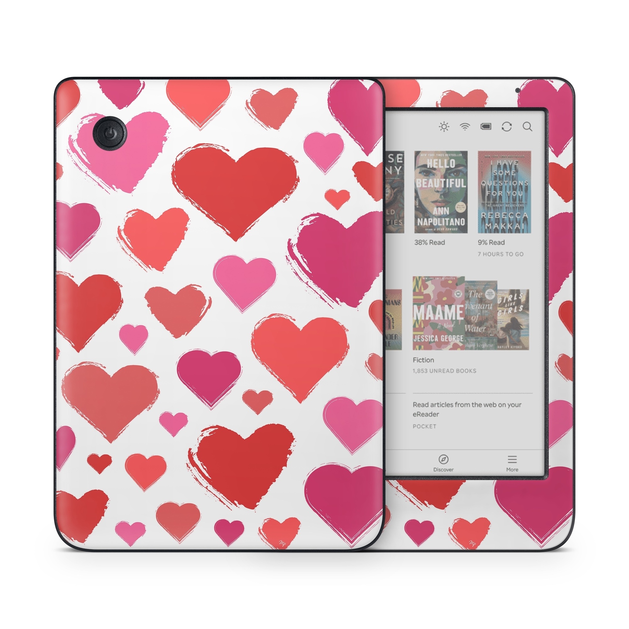 Kobo Clara Colour Skin design of Photograph, Organ, Human body, Red, Pink, Material property, Pattern, Font, Magenta, Heart, with white, red, pink colors