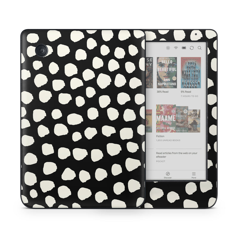 Kobo Clara Colour Skin design of White, Black and white, Monochrome, Pattern, Polka dot, with black, white colors