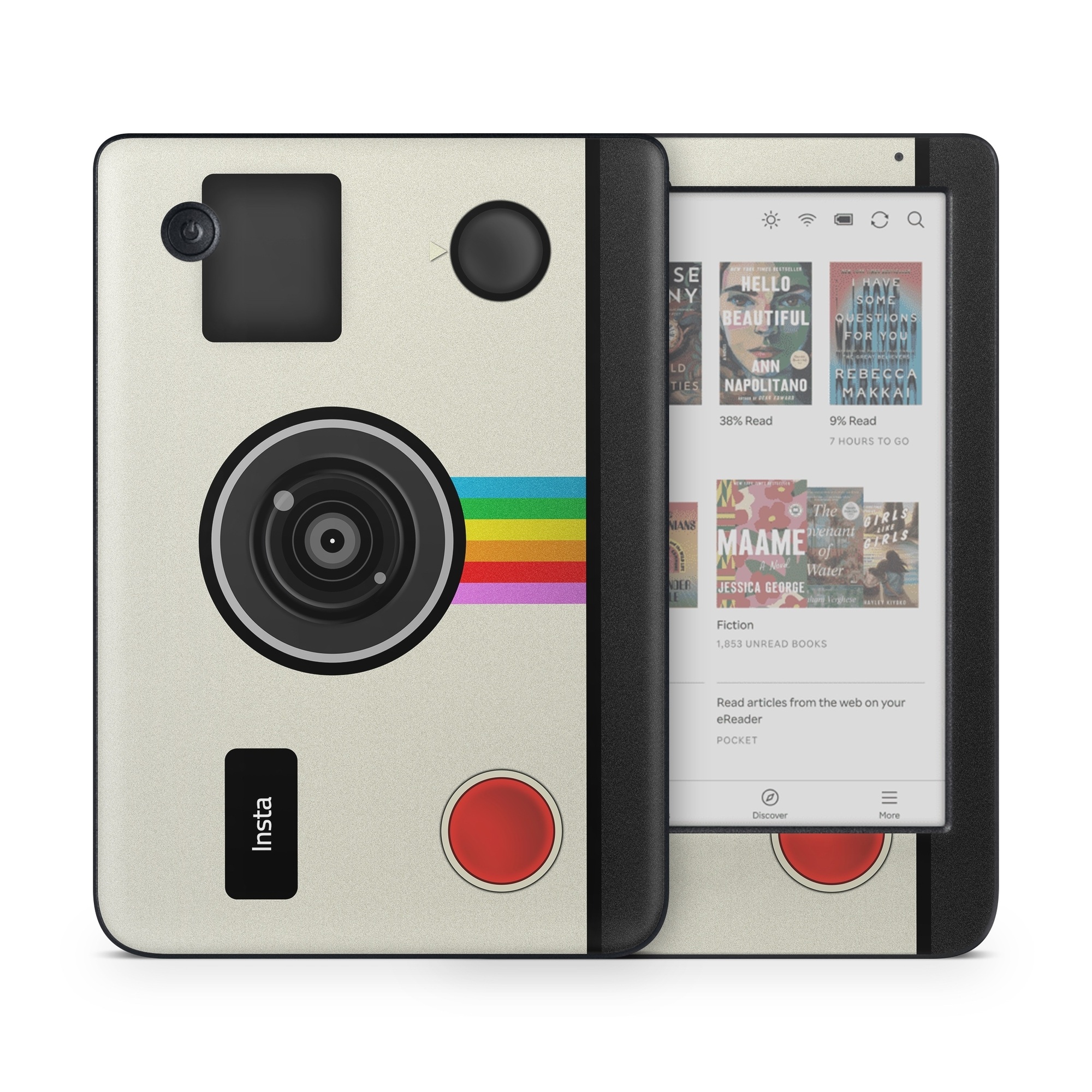 Kobo Clara Colour Skin design of Cameras & optics, Camera, Technology, Circle, Electronic device, Electronics, Colorfulness, with gray, black, red colors