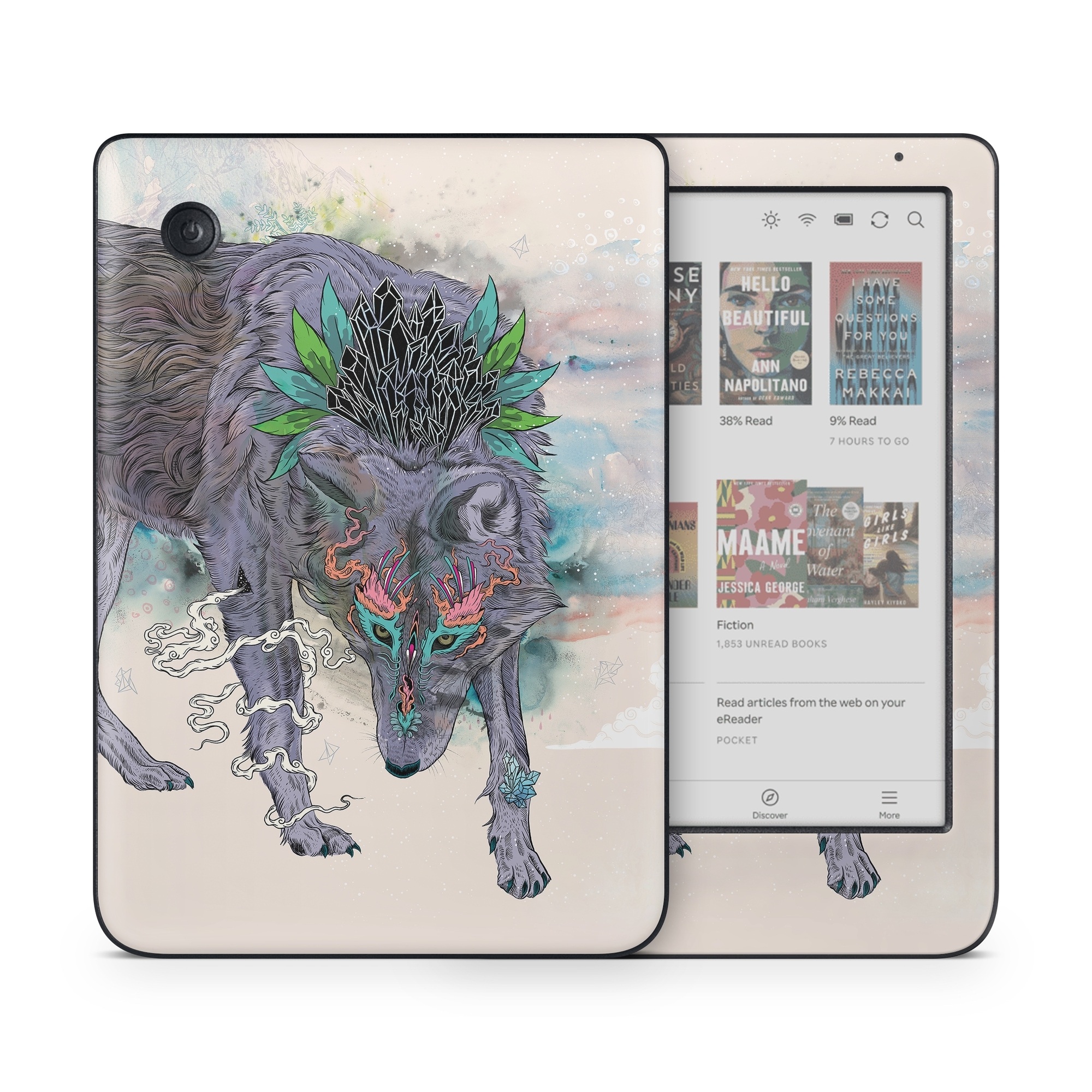 Kobo Clara Colour Skin design of Illustration, Boar, Art, Drawing, Fictional character, Sketch, Suidae, with gray, pink, black, blue, yellow colors