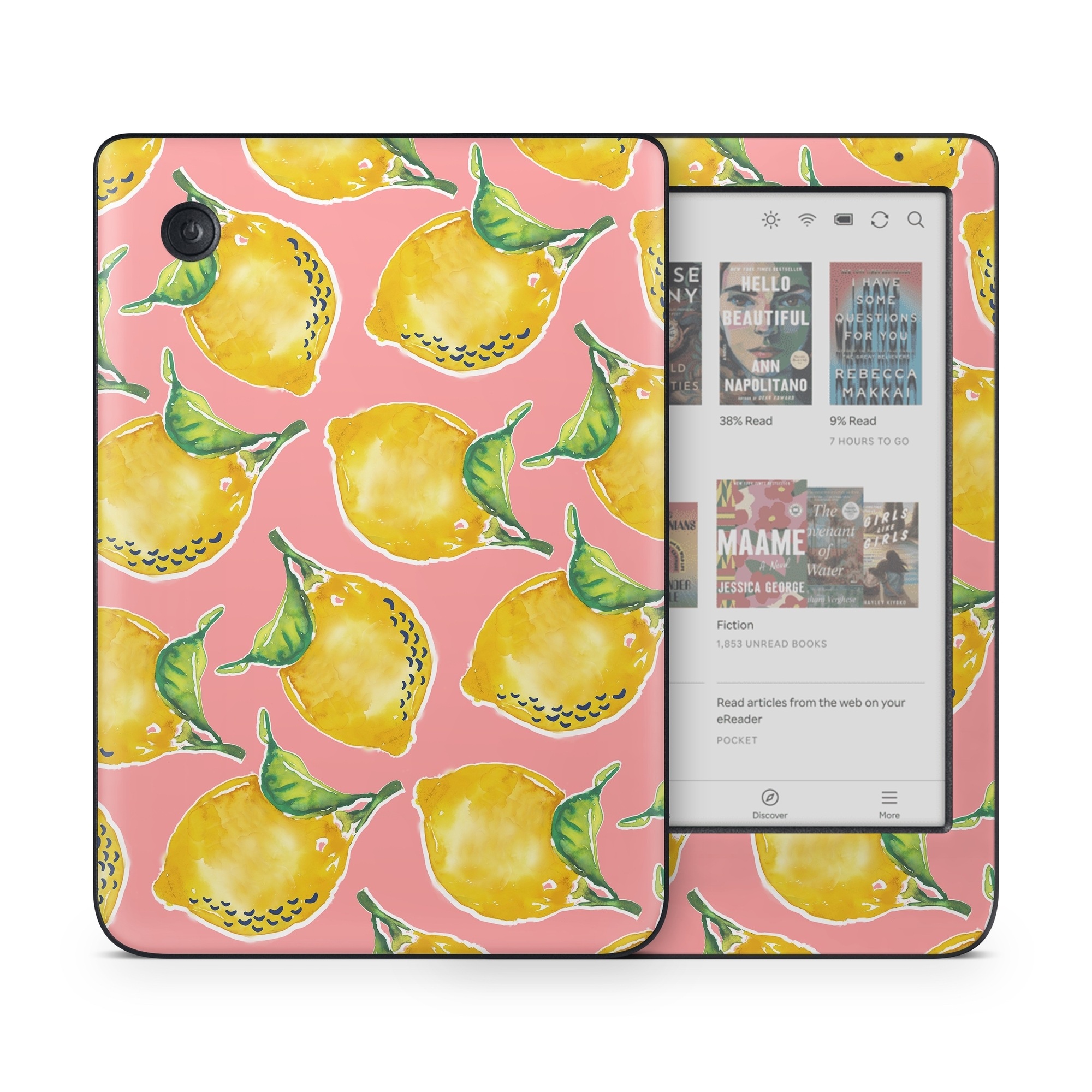 Kobo Clara Colour Skin design of Yellow, Plant, with yellow, green, pink colors