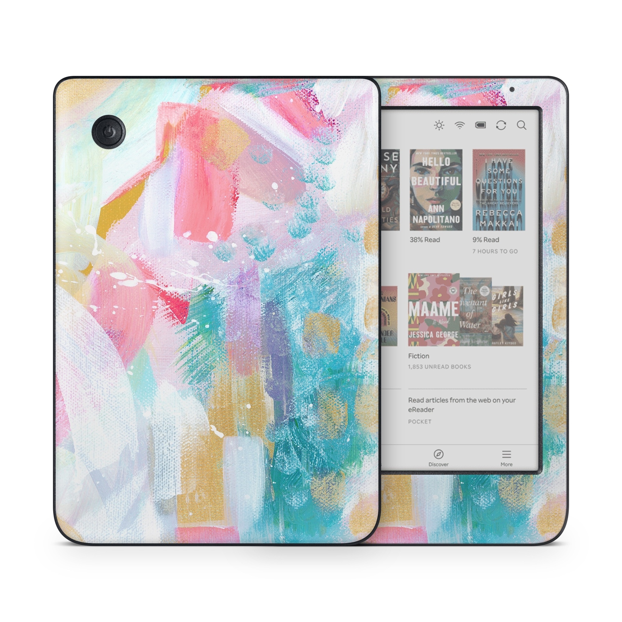 Kobo Clara Colour Skin design of Colorfulness, Art paint, Paint, Pink, Creative arts, Art, Aqua, Magenta, Tints and shades, Font, with white, blue, pink, purple, green, yellow colors