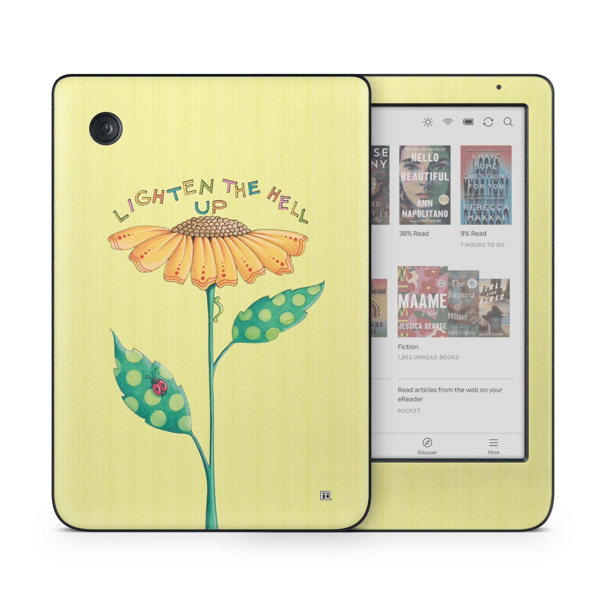 Kobo Clara Colour Skin design of Flower, Plant, Botany, Flowering plant, Illustration, Wildflower, Daisy family, Coneflower, Pedicel, with yellow, green, red, black, orange, blue colors