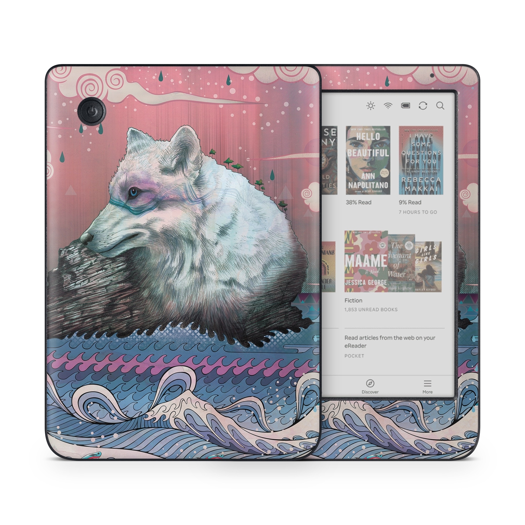 Kobo Clara Colour Skin design of Illustration, Art, with gray, black, blue, red, purple colors