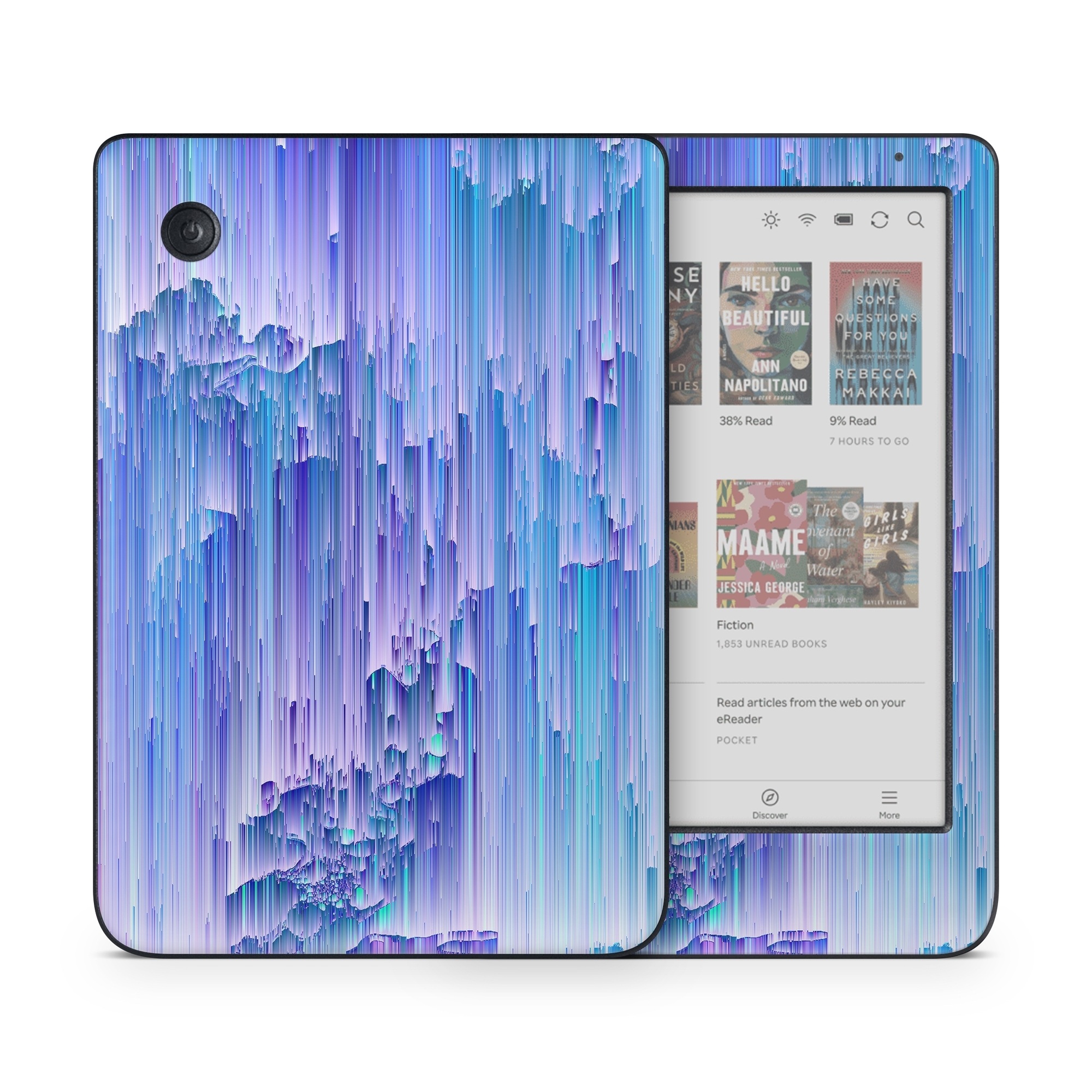 Kobo Clara Colour Skin design of Blue, Purple, Lavender, Ice, with blue, purple colors