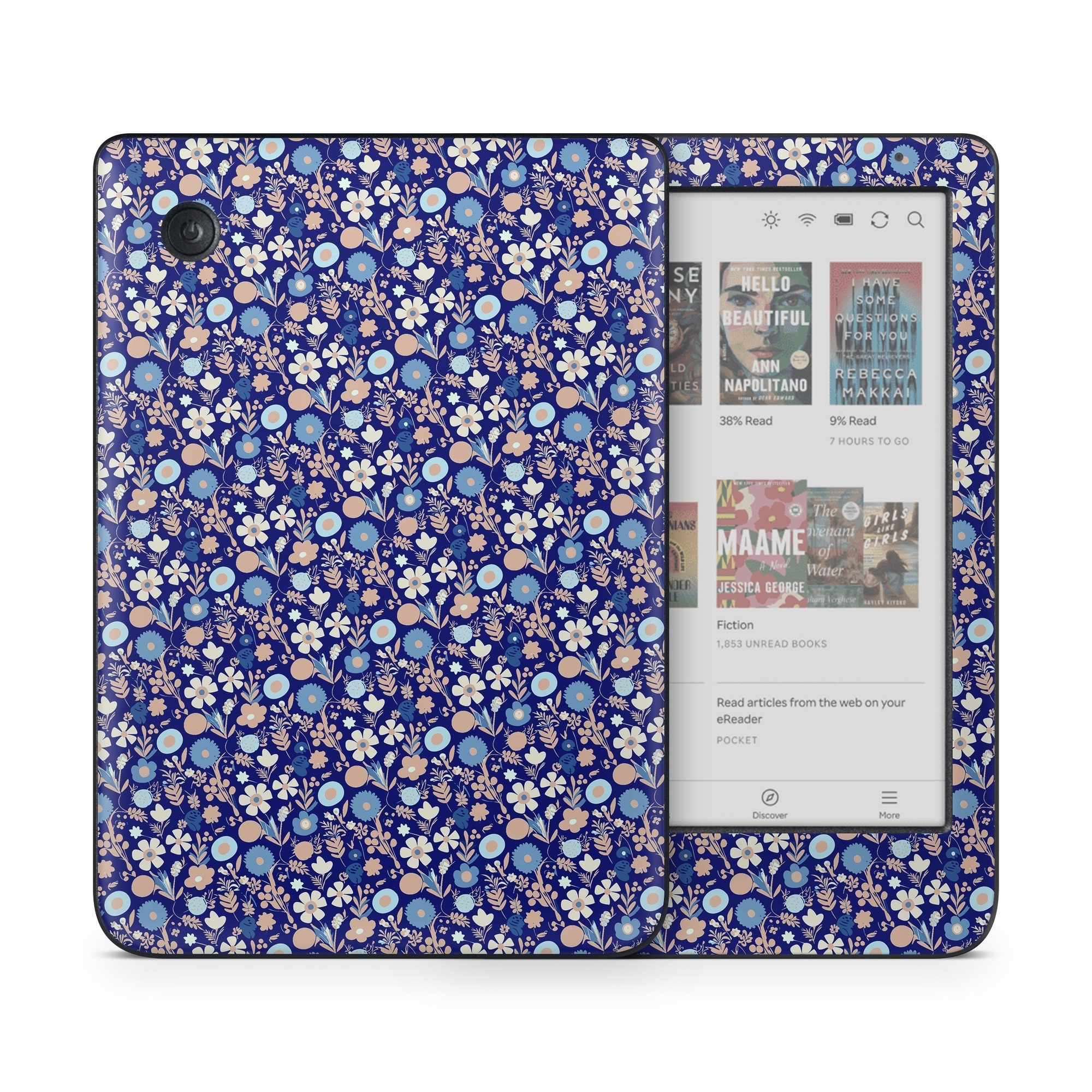 Kobo Clara Colour Skin design of Pattern, Art, Symmetry, Circle, Electric blue, with blue, white, pink colors