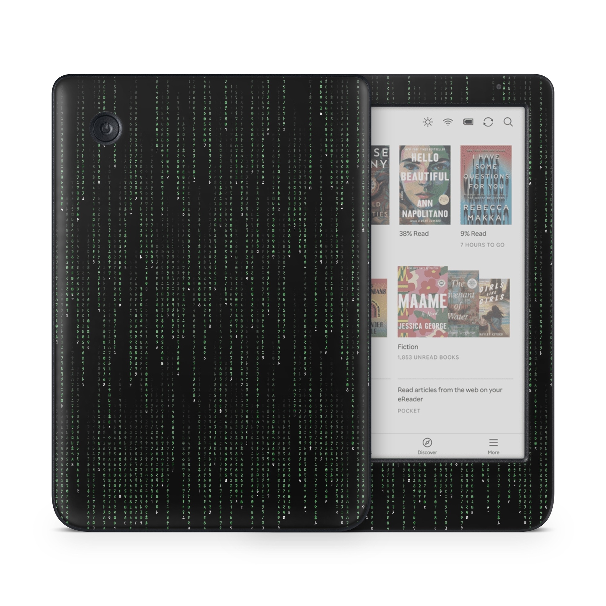Kobo Clara Colour Skin design of Green, Black, Pattern, Symmetry, with black colors