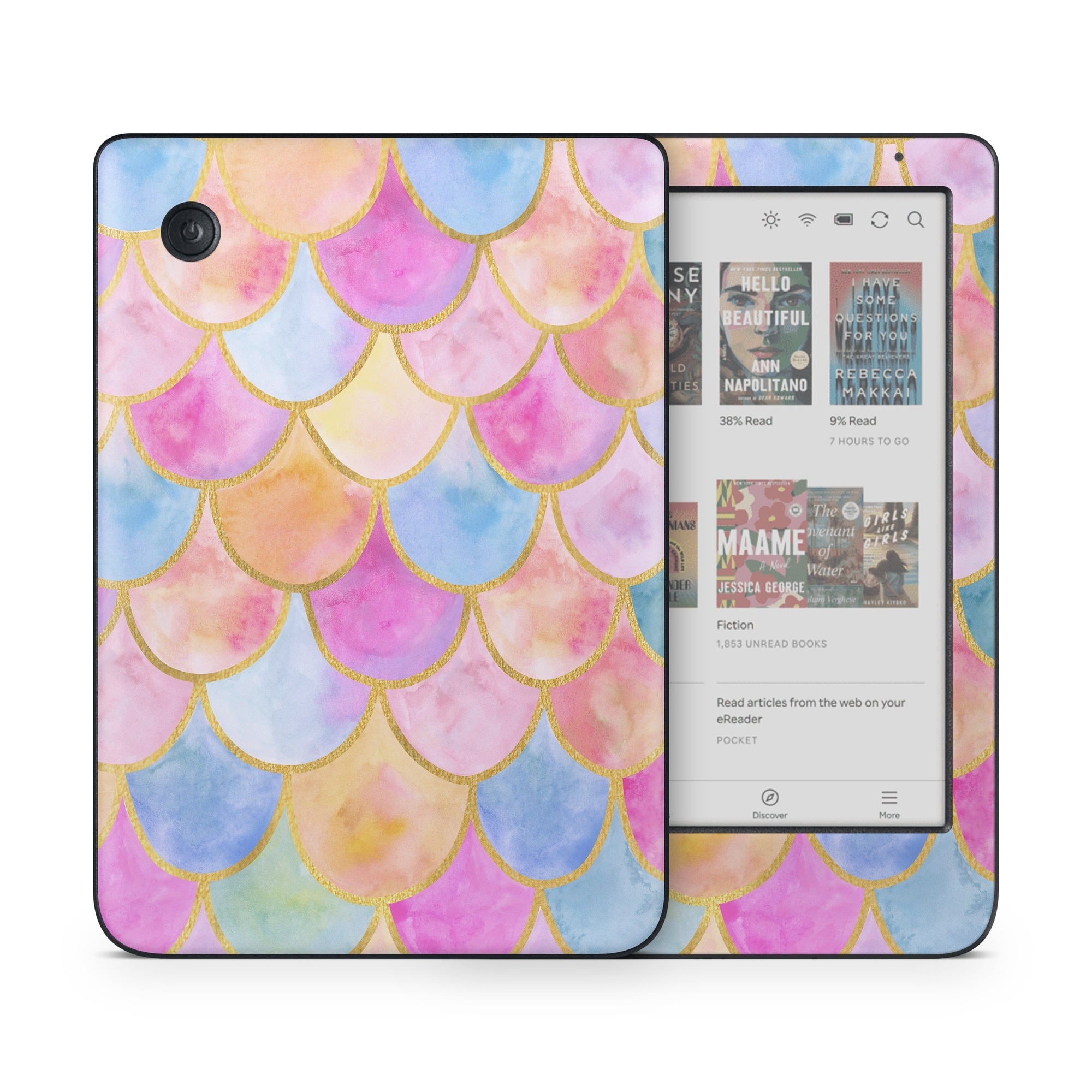 Kobo Clara Colour Skin design of Colorfulness, Natural material, Pink, Art, Line, Magenta, Red, Creative arts, Circle, Pattern, with pink, purple, blue, orange, yellow, white colors