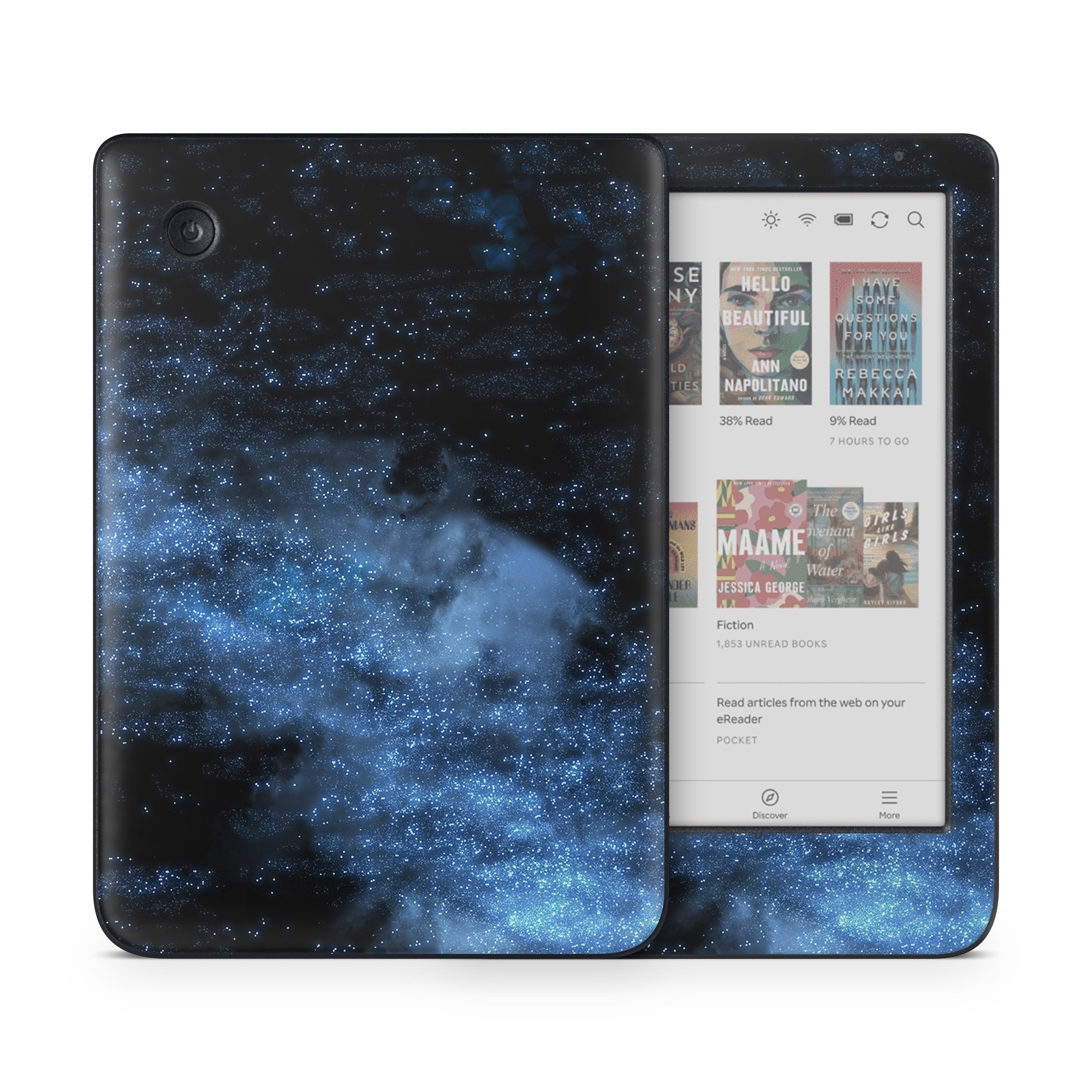 Kobo Clara Colour Skin design of Sky, Atmosphere, Black, Blue, Outer space, Atmospheric phenomenon, Astronomical object, Darkness, Universe, Space, with black, blue colors