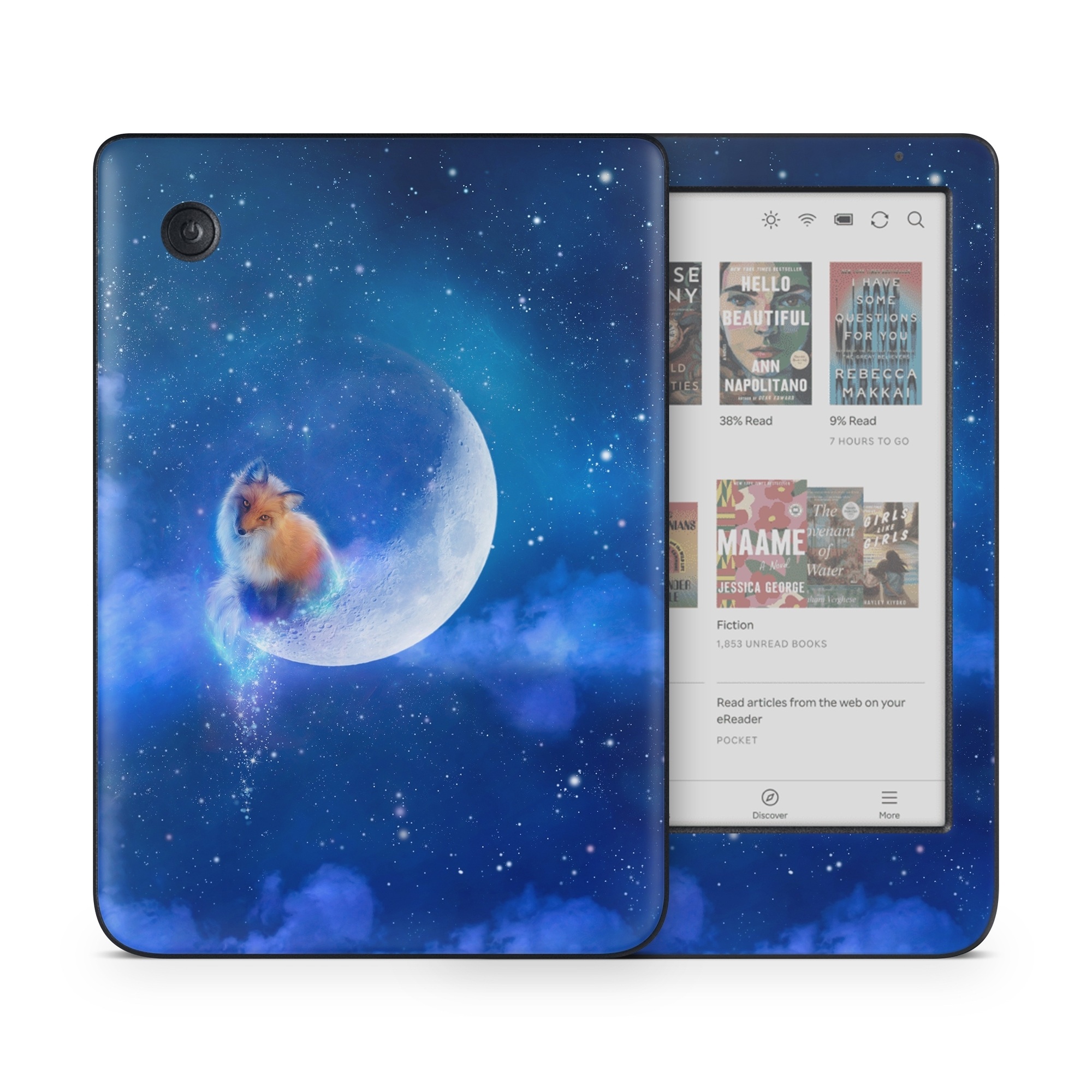 Kobo Clara Colour Skin design of Sky, Atmosphere, Astronomical object, Outer space, Space, Universe, Illustration, Nebula, Galaxy, Fictional character, with blue, black, gray colors