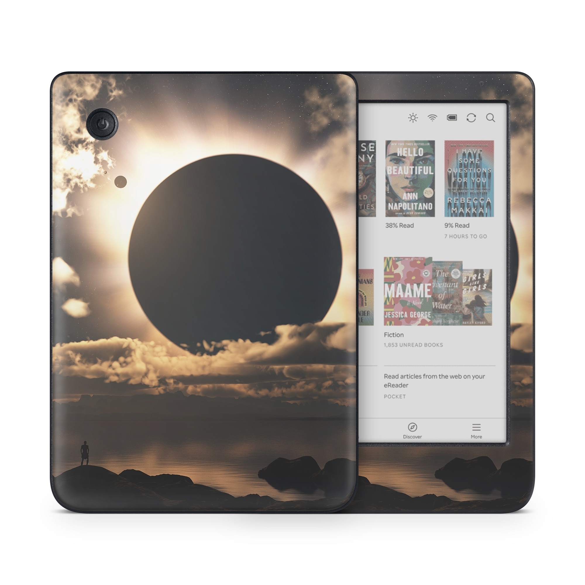Kobo Clara Colour Skin design of Sky, Cloud, Daytime, Eclipse, Atmosphere, Cumulus, Sunlight, Sun, Astronomical object, Celestial event, with black, red, green, gray, pink, yellow colors