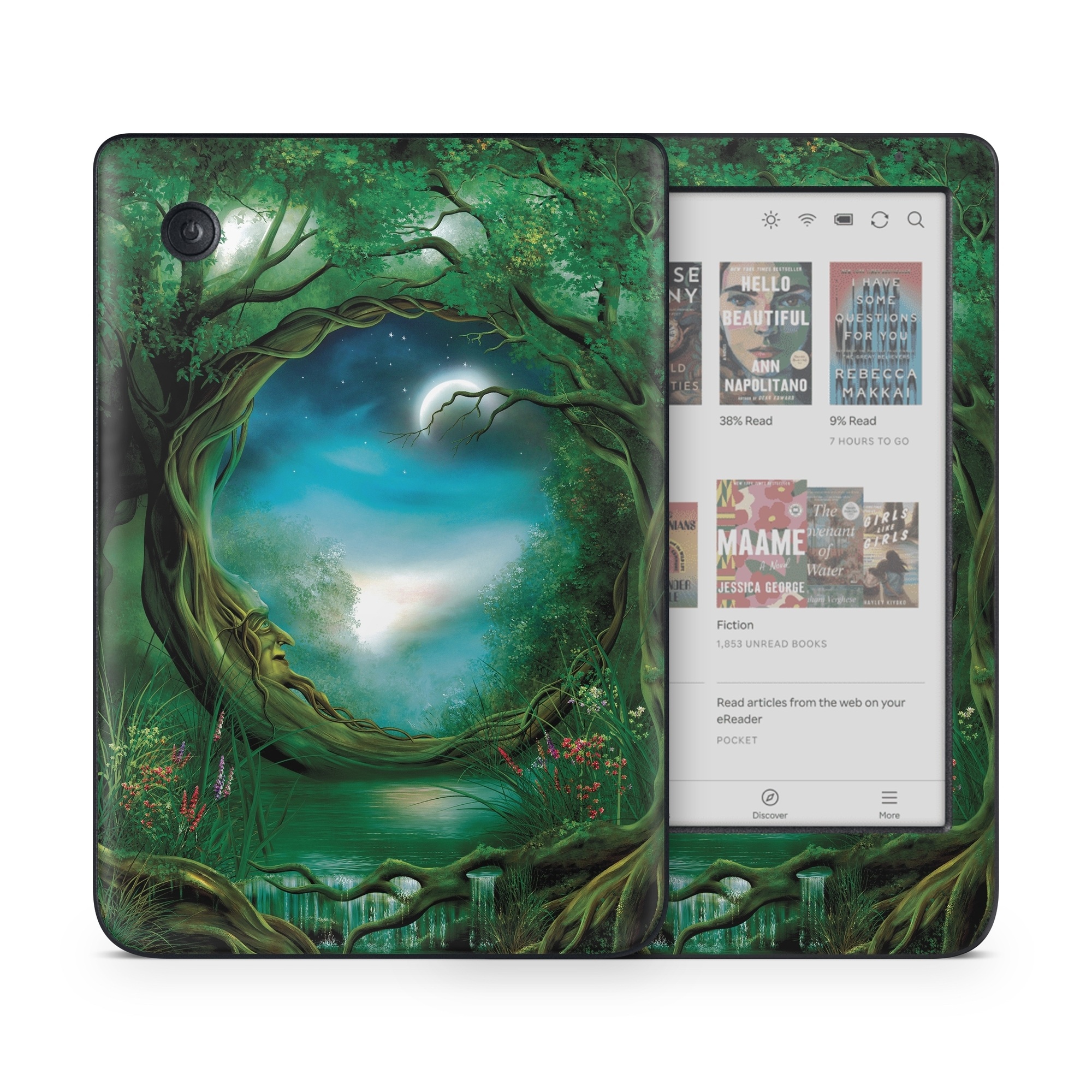 Kobo Clara Colour Skin design of Fractal art, Art, Organism, Fictional character, Earth, Cg artwork, with black, blue, green, gray colors