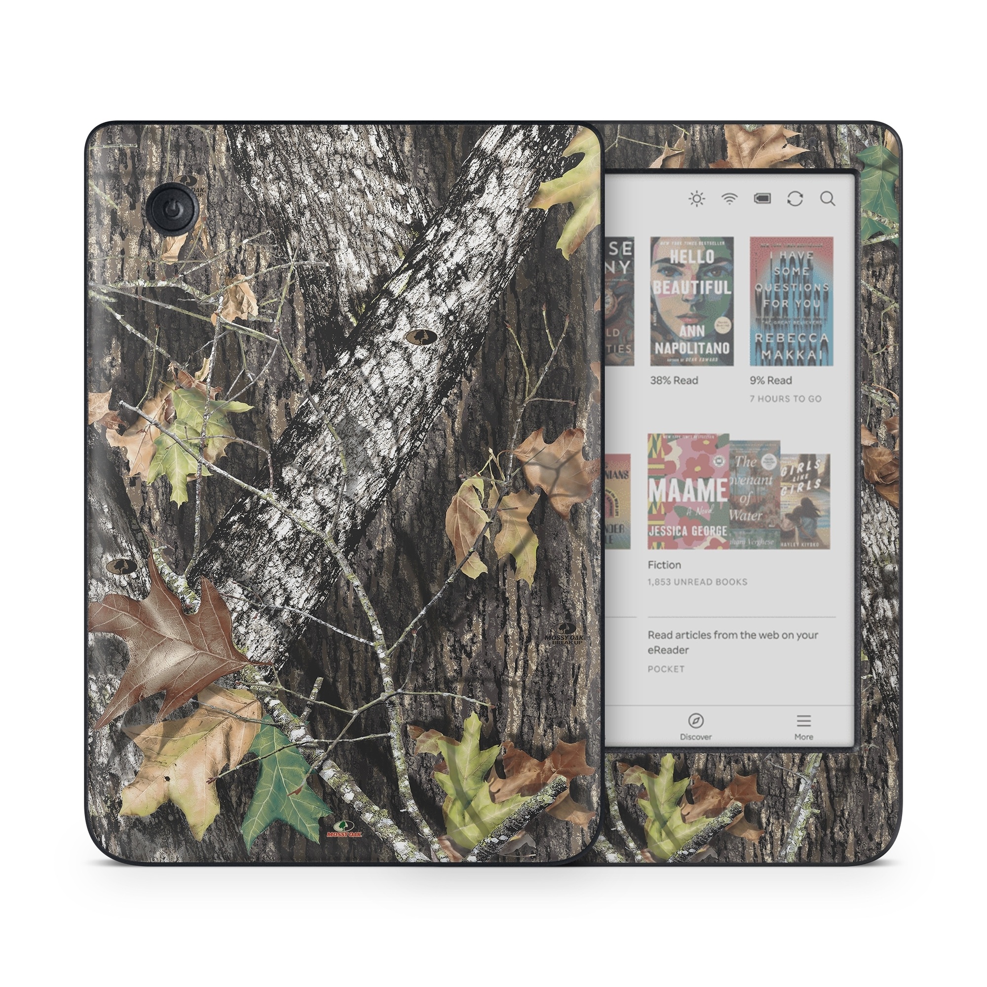 Kobo Clara Colour Skin design of Leaf, Tree, Plant, Adaptation, Camouflage, Branch, Wildlife, Trunk, Root, with black, gray, green, red colors