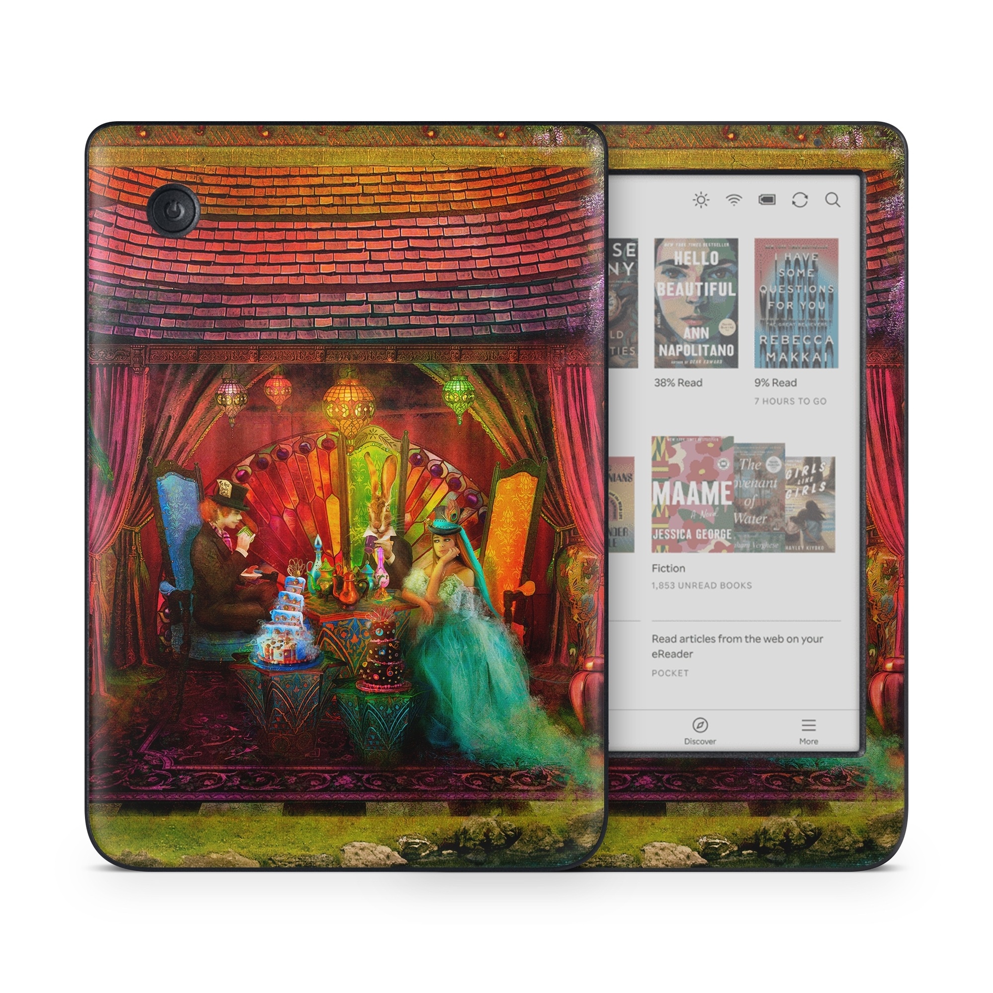 Kobo Clara Colour Skin design of Hindu temple, Temple, Art, Painting, Place of worship, Stage, Fictional character, with black, red, green, blue, gray colors