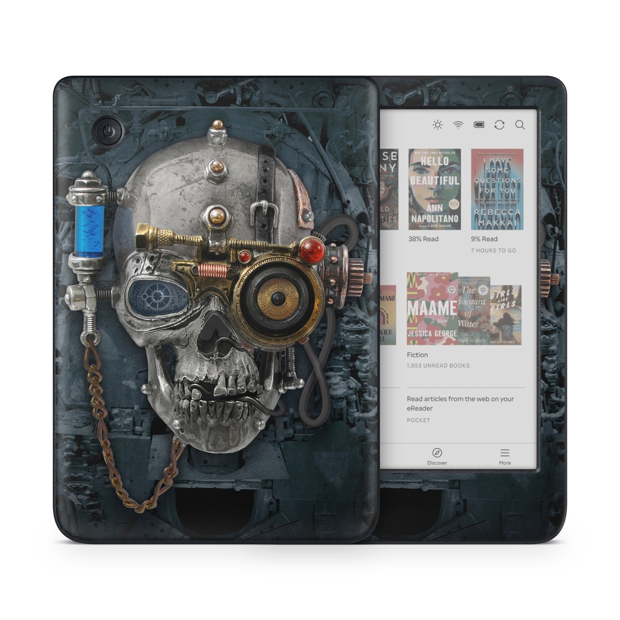 Kobo Clara Colour Skin design of Engine, Auto part, Still life photography, Personal protective equipment, Illustration, Automotive engine part, Art, with black, gray, red, green colors