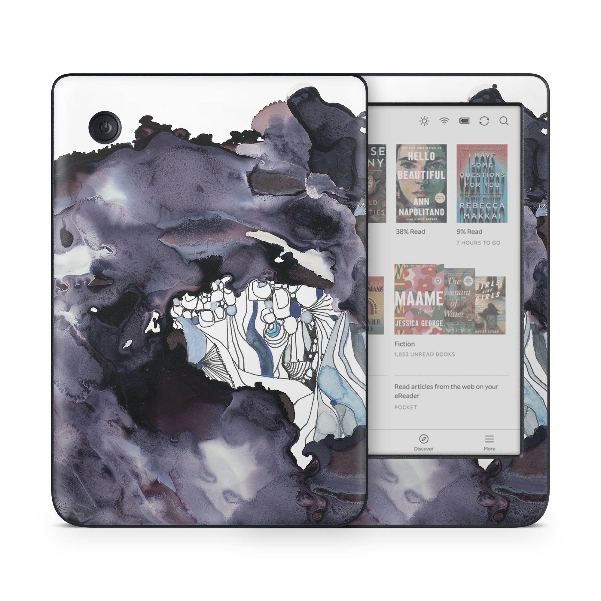 Kobo Clara Colour Skin design of Watercolor paint, Illustration, Art, World, Paint, Cg artwork, Drawing, Graphic design, Animation, Rock, with black, purple, white, blue colors