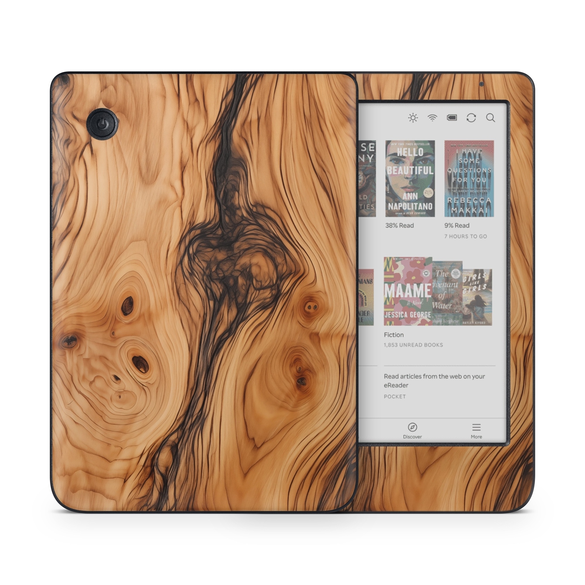 Kobo Clara Colour Skin design of Brown, Wood, Trunk, Wood stain, Floor, Liquid, Art, Woody plant, Landscape, Flooring, with black, brown, orange colors