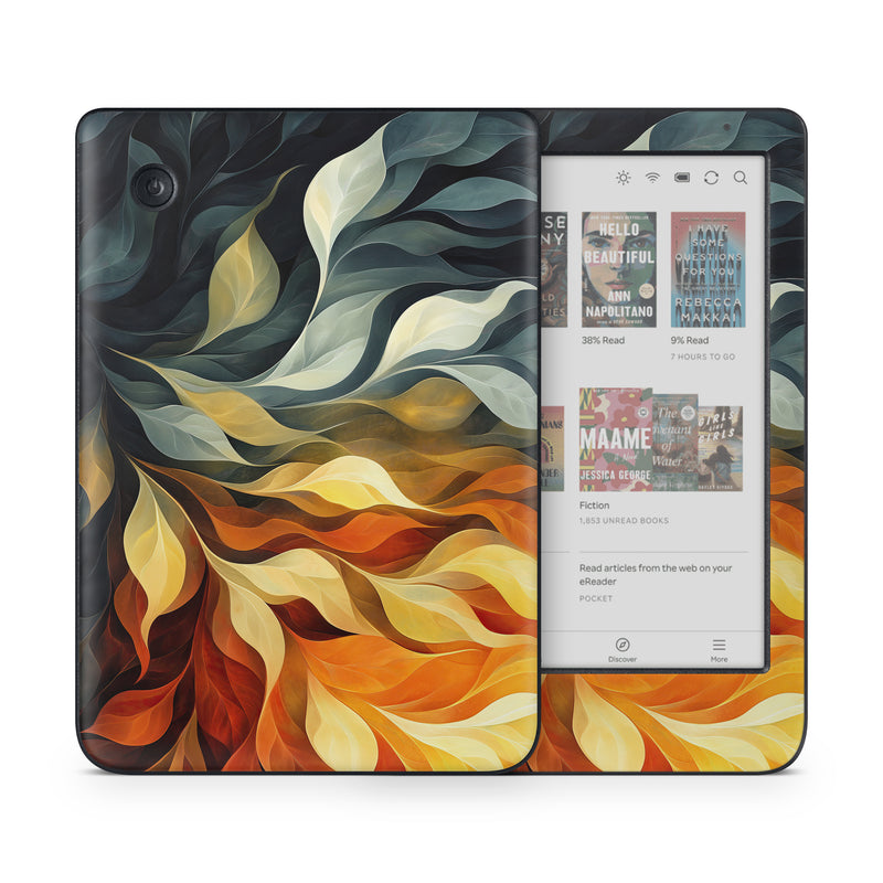 Kobo Clara Colour Skin design of Yellow, Orange, Art, Brown, Visual arts, Modern art, Design, Graphics, Fractal art, Paint, with red, orange, yellow, white, black, gray colors