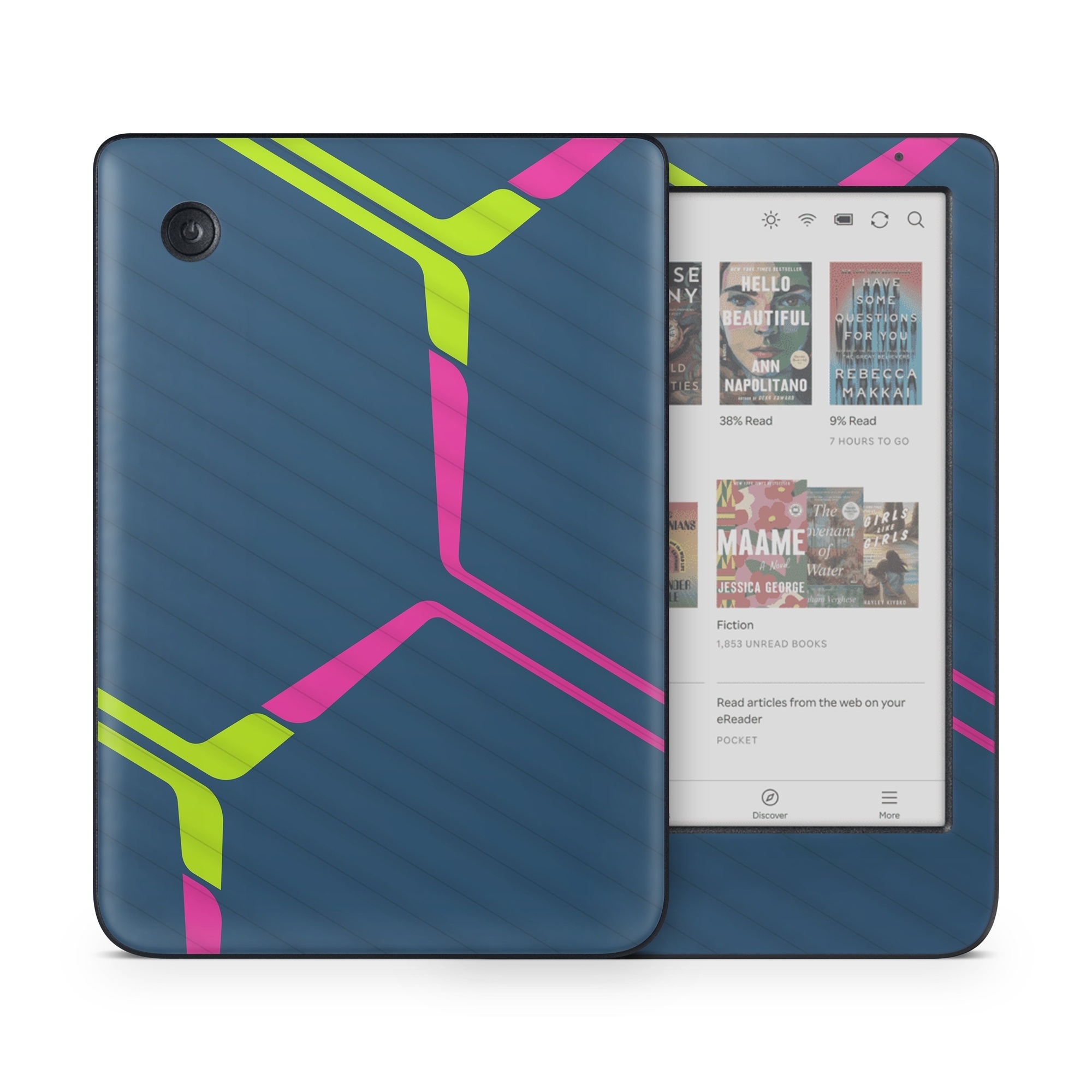 Kobo Clara Colour Skin design of Colorfulness, Triangle, Violet, Font, Parallel, Circle, Magenta, Symmetry, Electric blue, Pattern, with blue, green, pink colors