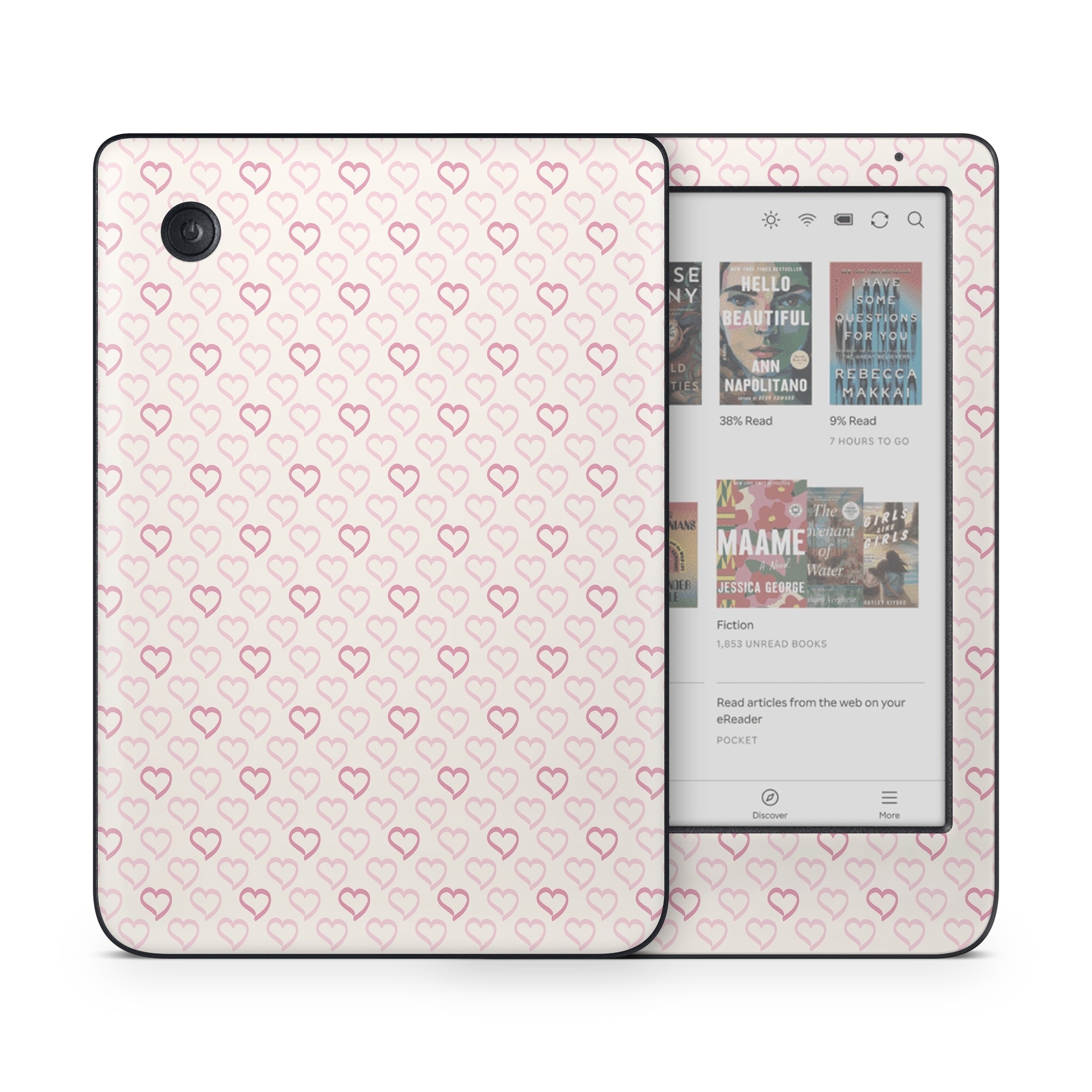 Kobo Clara Colour Skin design of Grey, Pattern, Font, Circle, Magenta, Symmetry, Metal, Rectangle, Composite material, Flooring, with white, purple, pink colors
