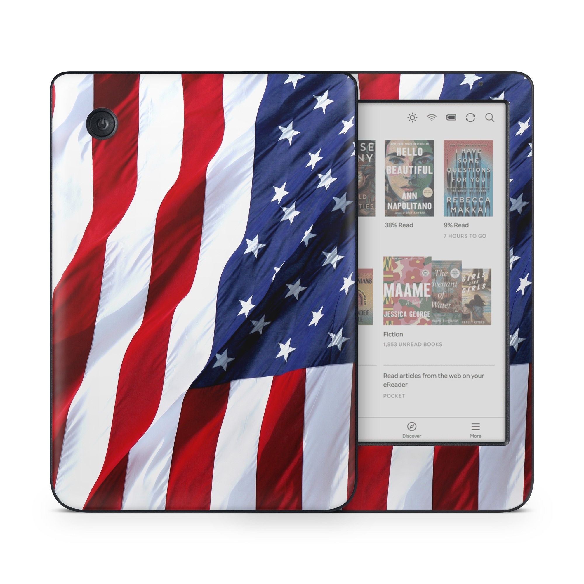 Kobo Clara Colour Skin design of Flag, Flag of the united states, Flag Day (USA), Veterans day, Memorial day, Holiday, Independence day, Event, with red, blue, white colors