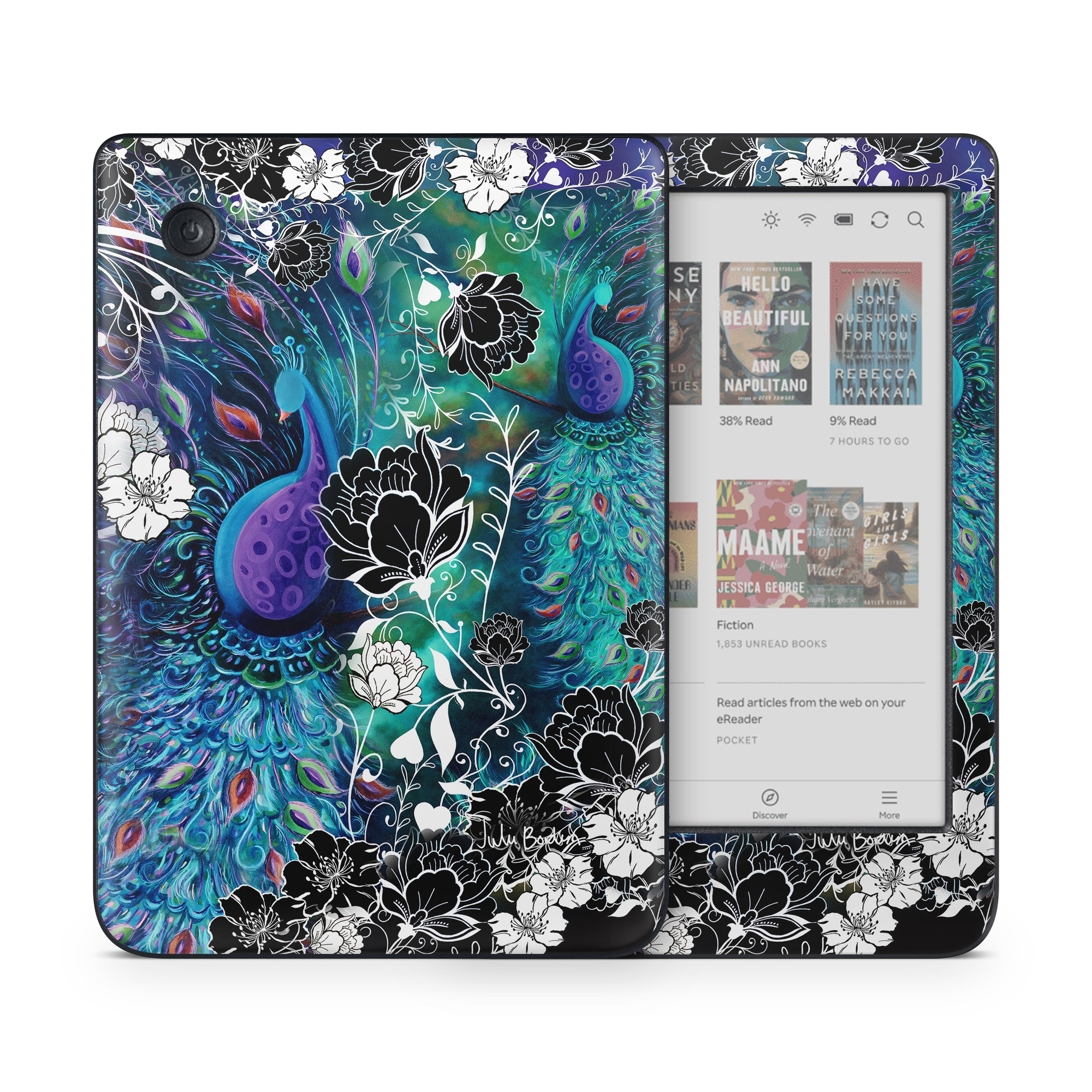 Kobo Clara Colour Skin design of Pattern, Psychedelic art, Organism, Turquoise, Purple, Graphic design, Art, Design, Illustration, Fractal art, with black, blue, gray, green, white colors