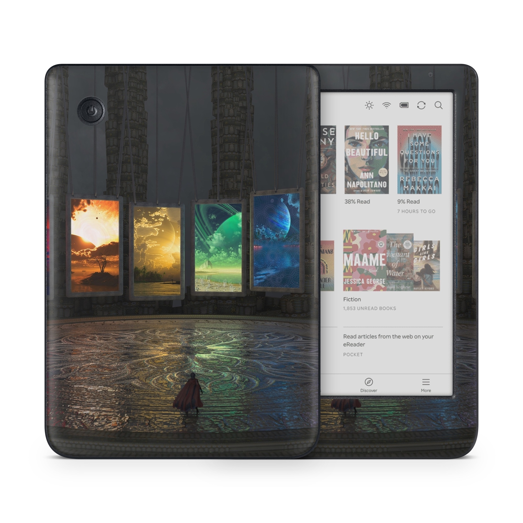 Kobo Clara Colour Skin design of Light, Lighting, Water, Sky, Technology, Night, Art, Geological phenomenon, Electronic device, Glass, with black, red, green, blue colors