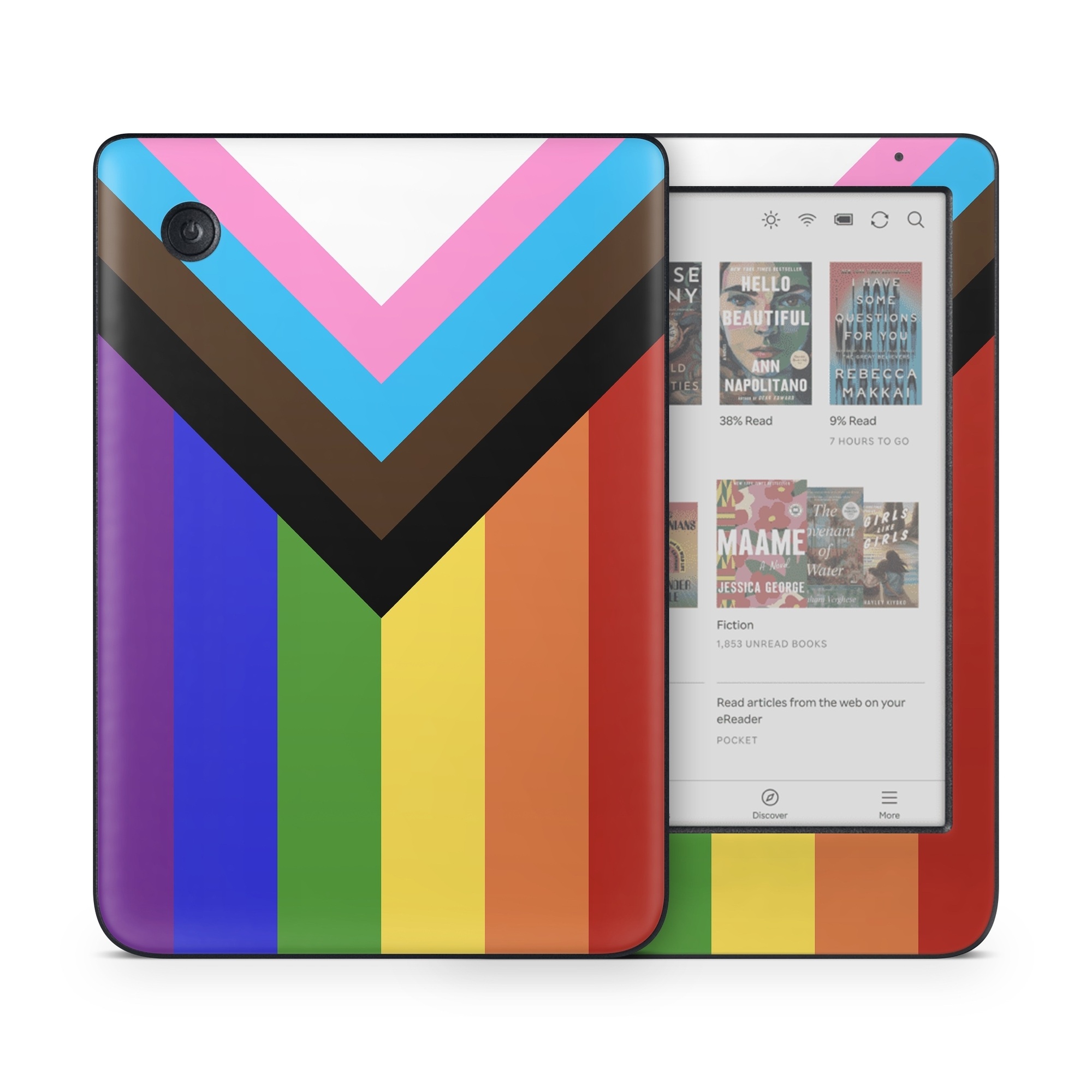 Kobo Clara Colour Skin design of Blue, Orange, Red, Green, Yellow, Violet, Text, Line, Graphic design, Colorfulness, with black, white, brown, pink, blue, purple, green, yellow, orange colors