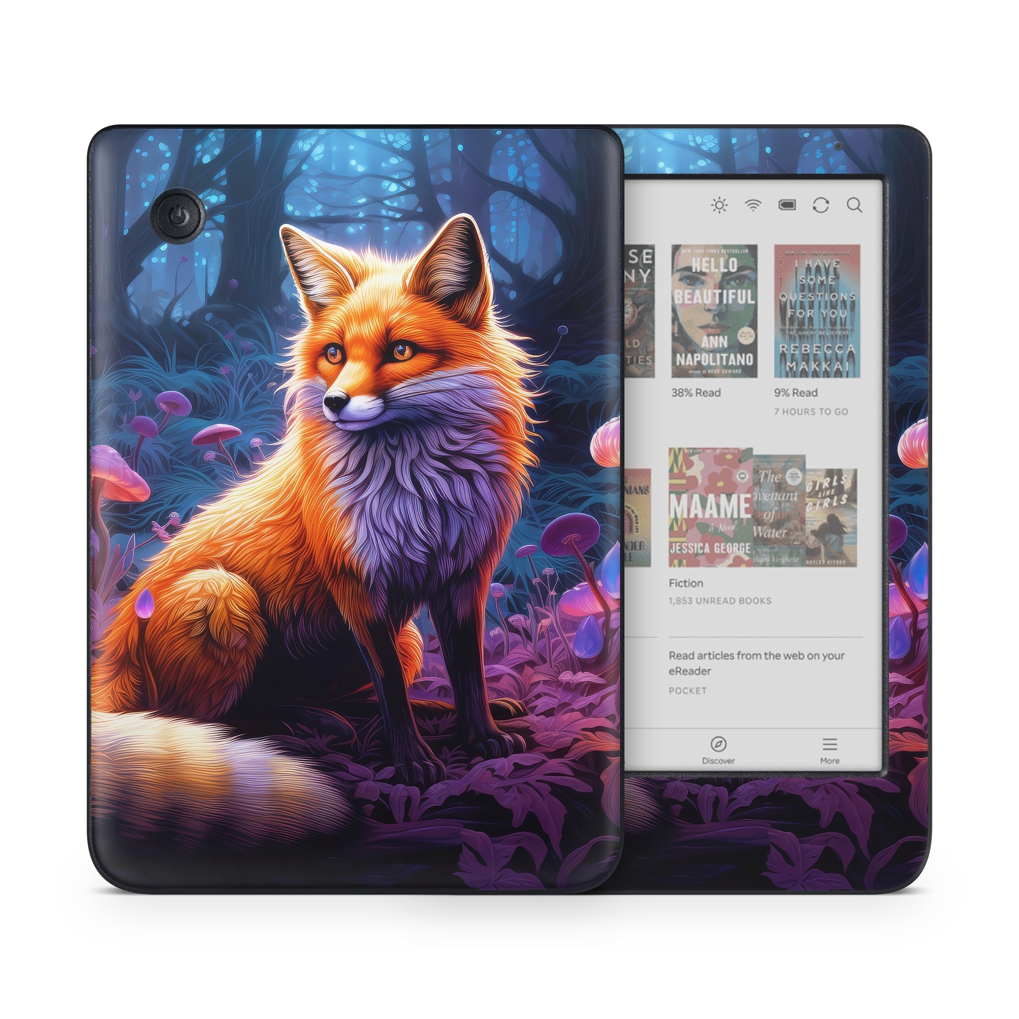 Kobo Clara Colour Skin design of Plant, Light, Carnivore, Orange, Organism, Tree, Pink, Natural landscape, Fawn, Whiskers, with red, orange, white, black, purple, gray, green colors
