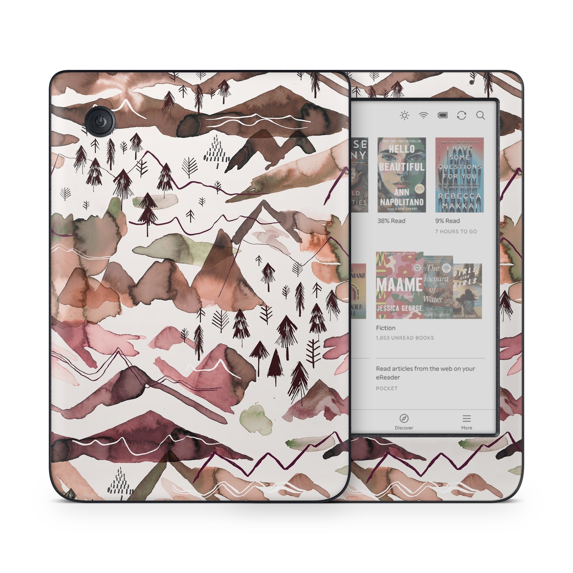 Kobo Clara Colour Skin design of Pattern, Design, Leaf, Camouflage, Military camouflage, Illustration, Art, with white, red, black, gray colors