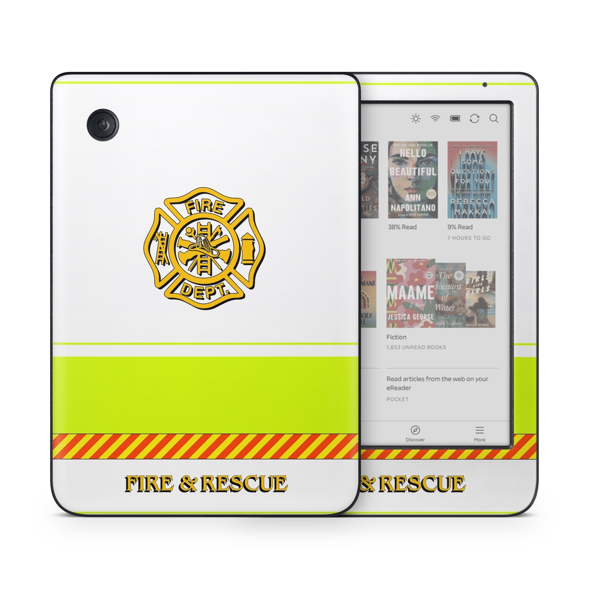 Kobo Clara Colour Skin design of Yellow, Line, Font, Military rank, with white, green, red, yellow colors