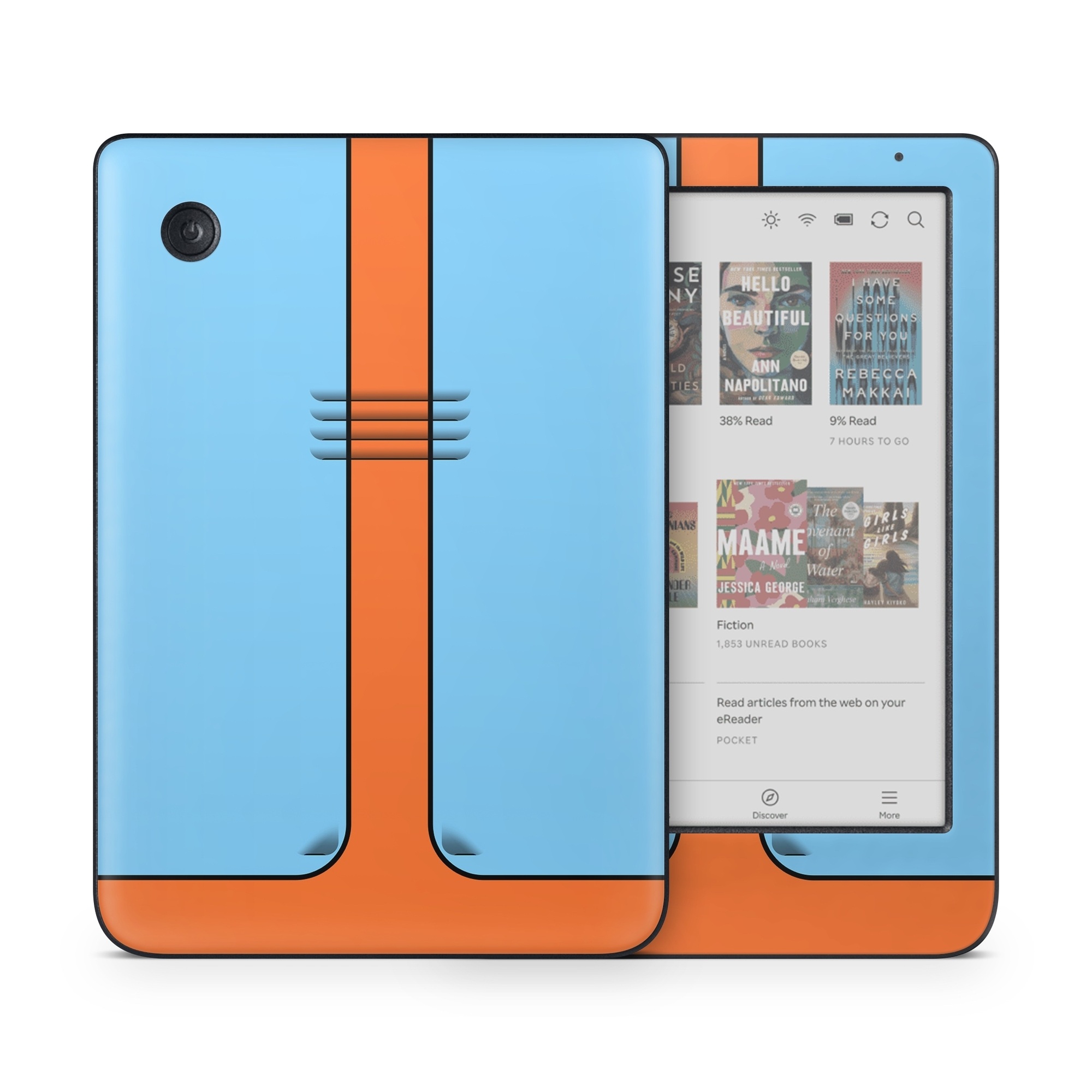 Kobo Clara Colour Skin design of Line, with blue, orange, black colors