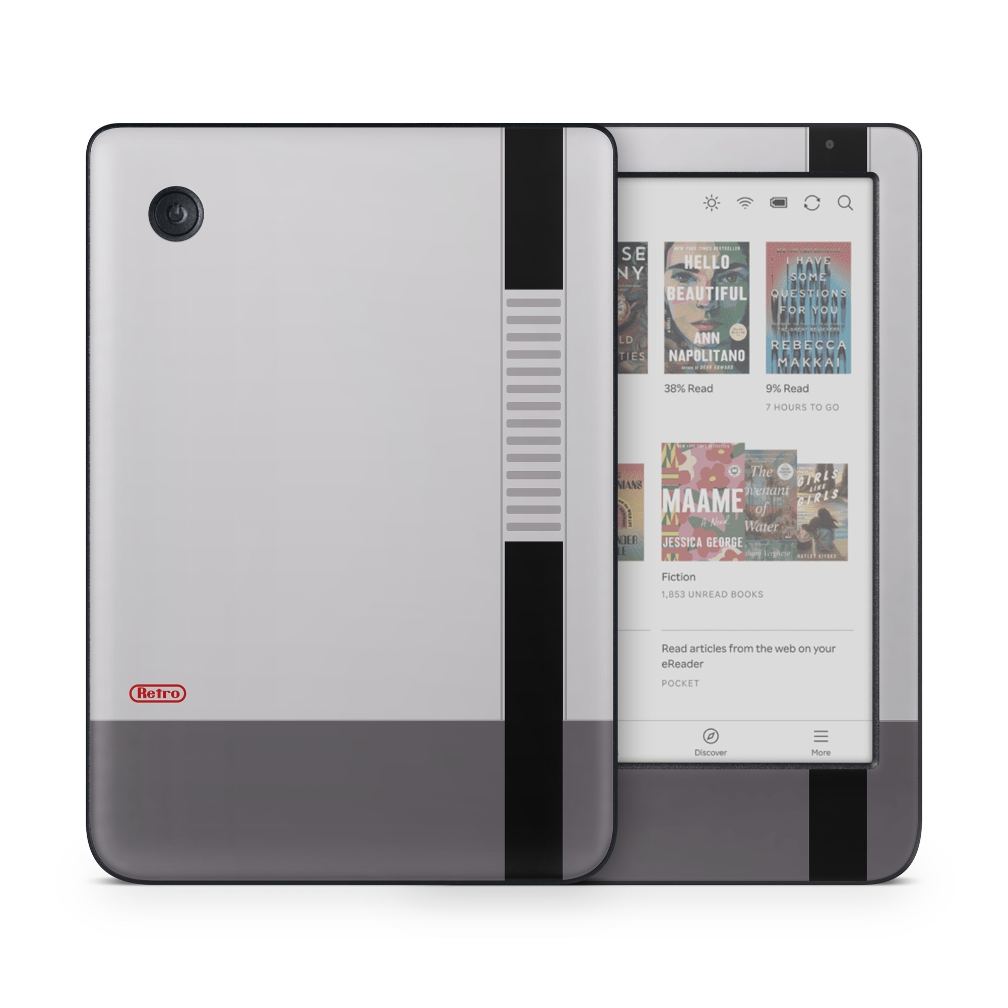 Kobo Clara Colour Skin design of Text, Font, Red, Product, Logo, Brand, Material property, Graphics, Rectangle, with gray, black, red colors