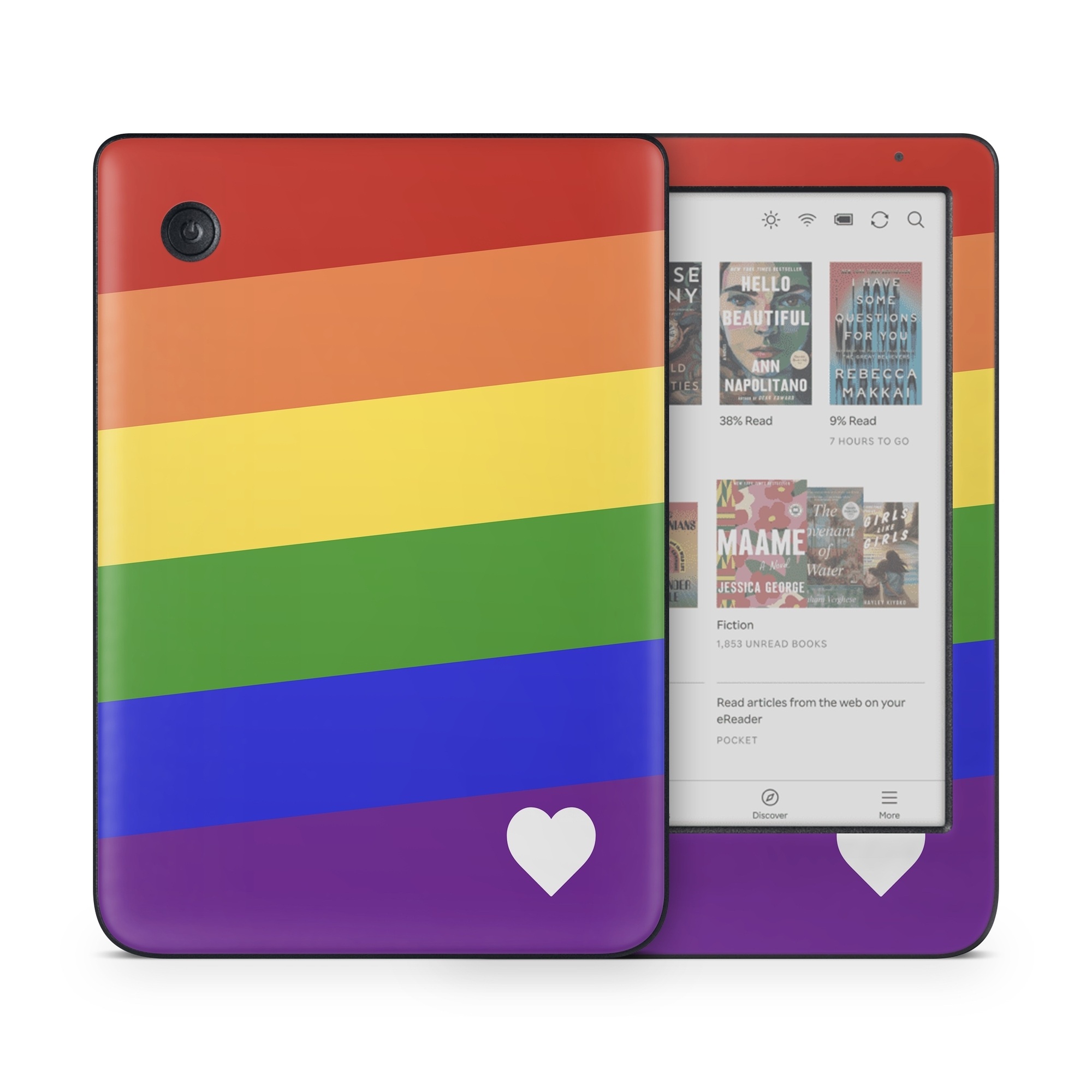 Kobo Clara Colour Skin design of Yellow, Colorfulness, Line, Magenta, Tints and shades, with white, blue, purple, green, yellow, orange, red colors